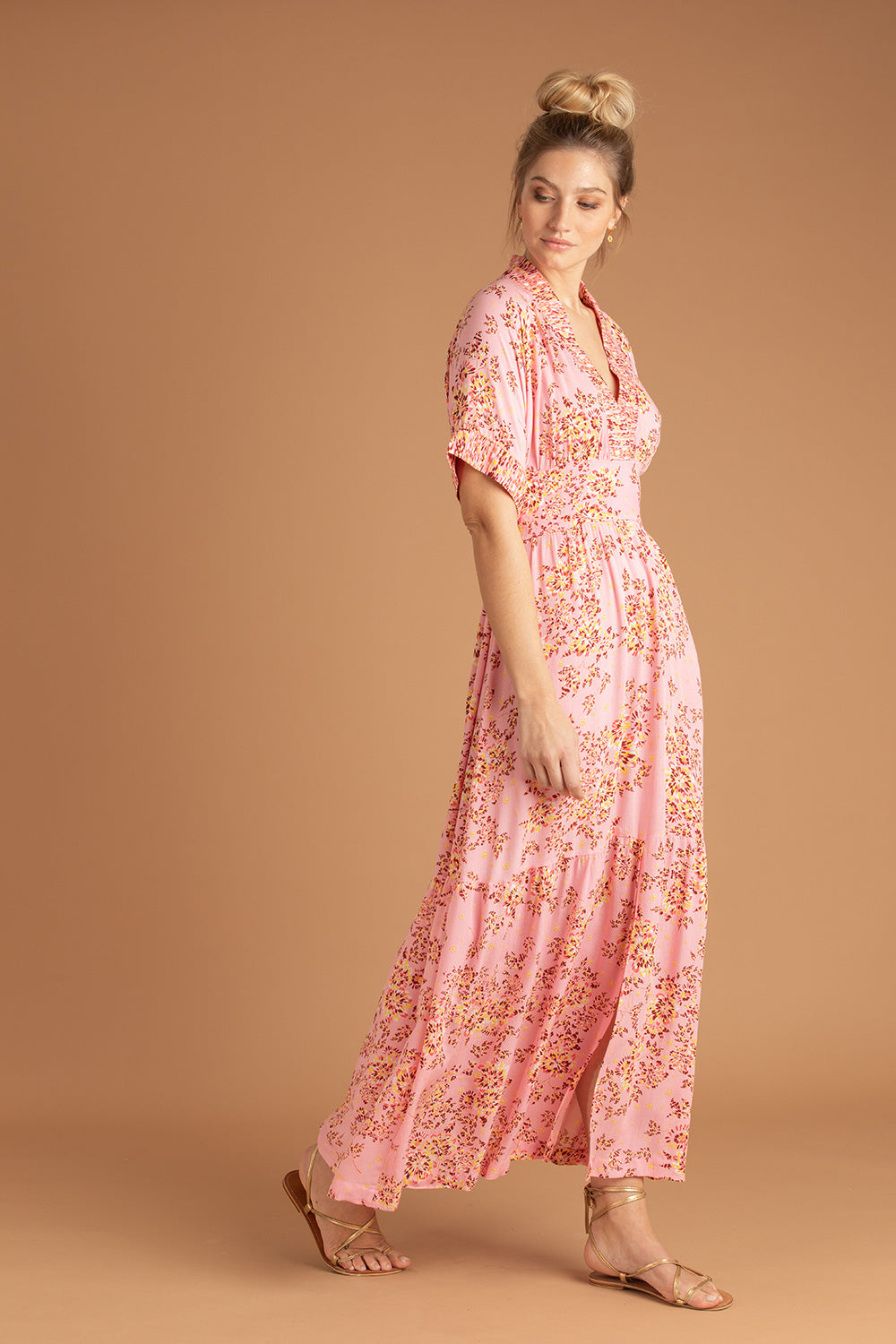 Long Dress Rachel Kimono - Pink Allium