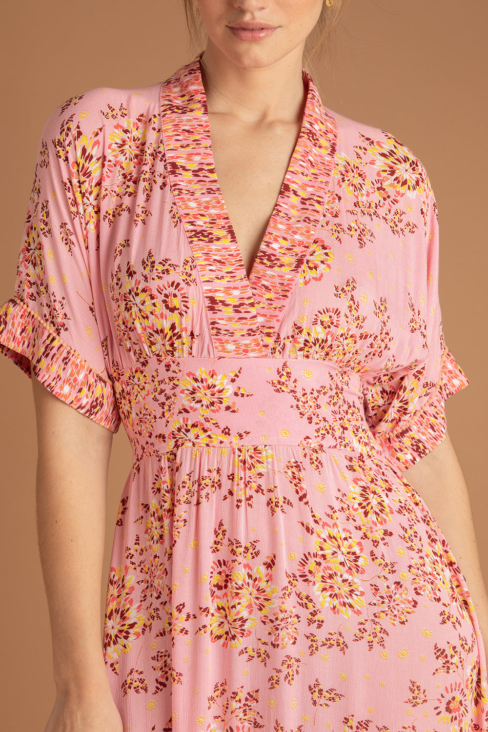 Long Dress Rachel Kimono - Pink Allium