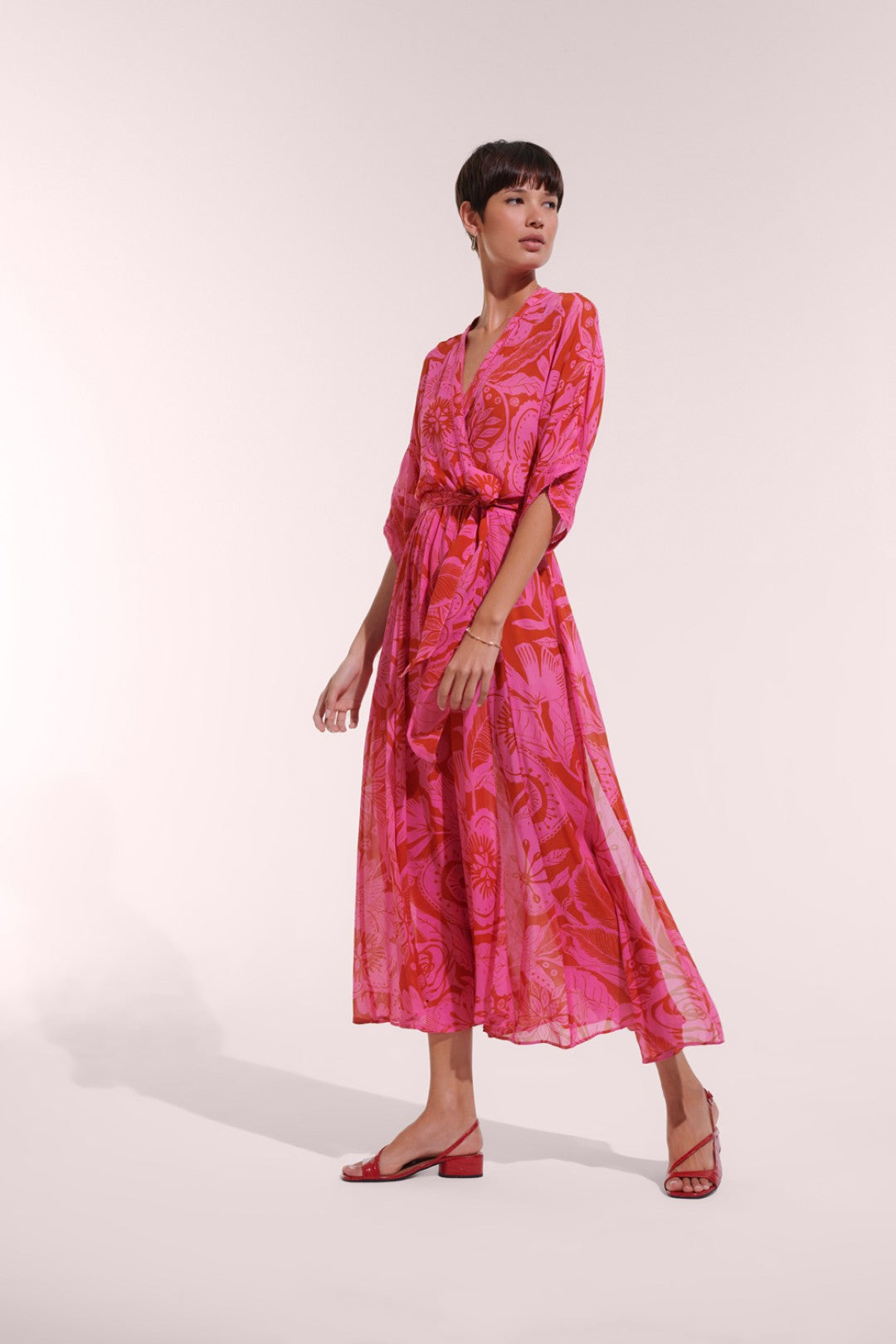 LONG DRESS ADHA V CREP - PINK GAUGUIN
