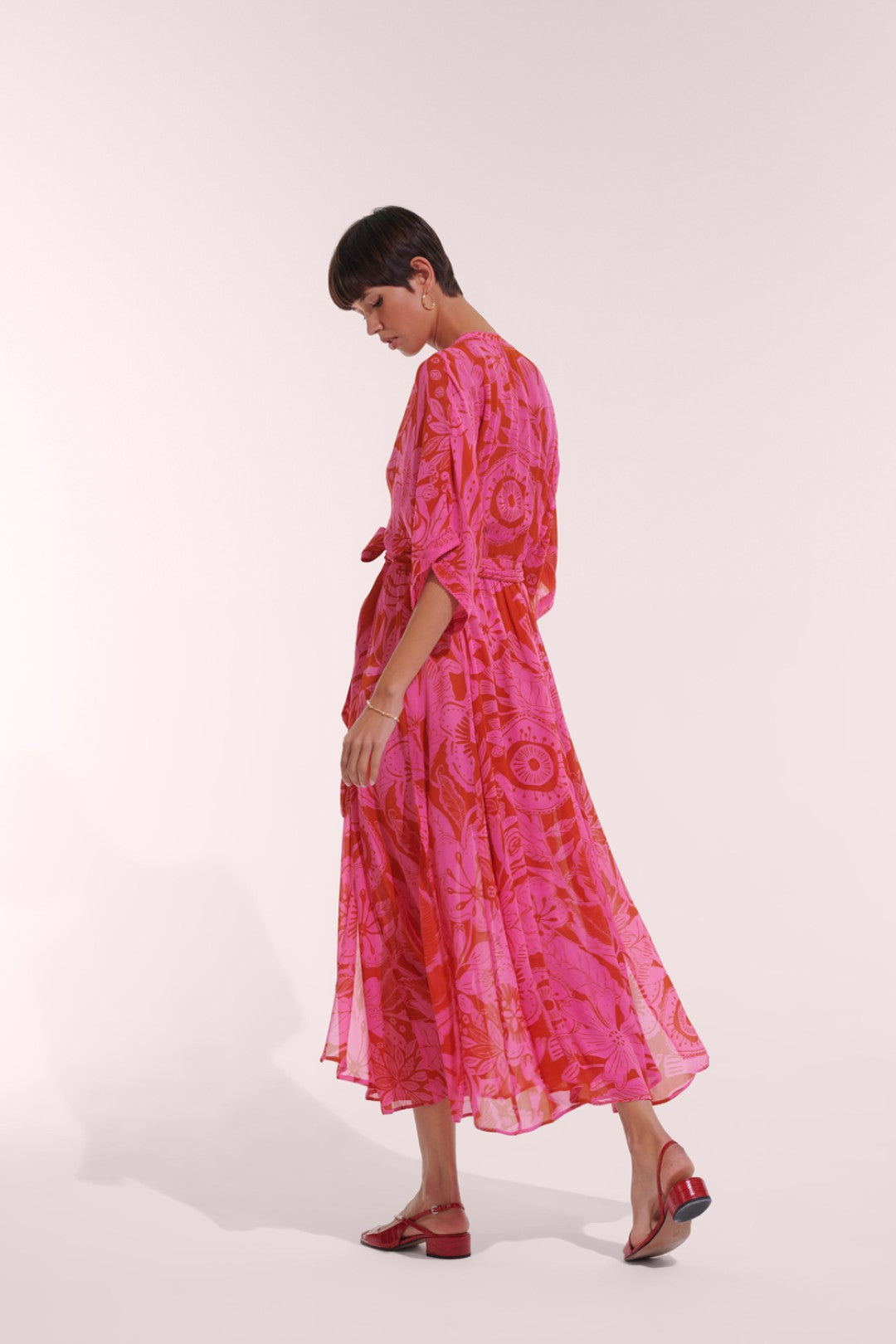 LONG DRESS ADHA V CREP - PINK GAUGUIN