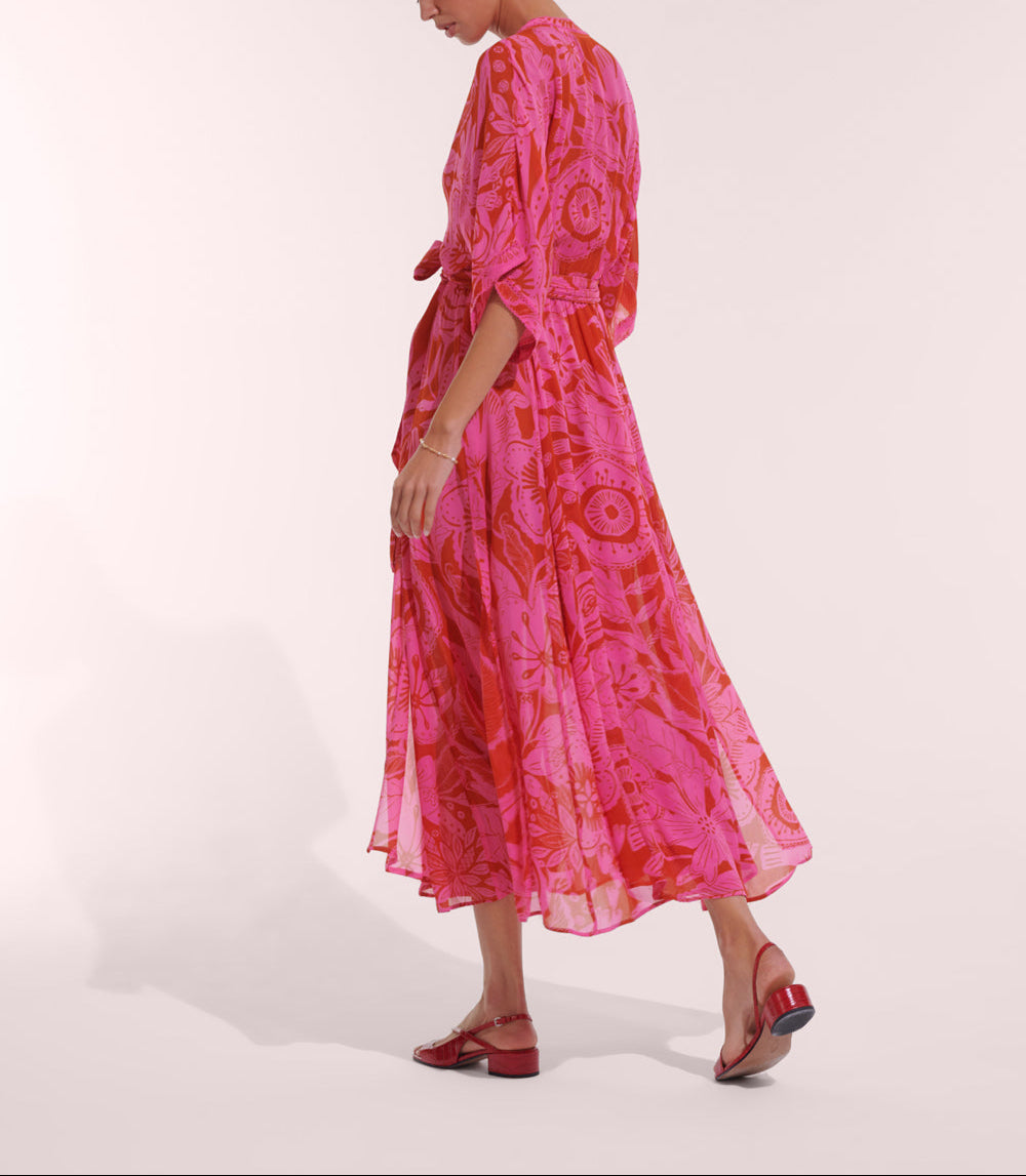 Long Dress Adha V Crep Pink Gauguin Viscose Crep