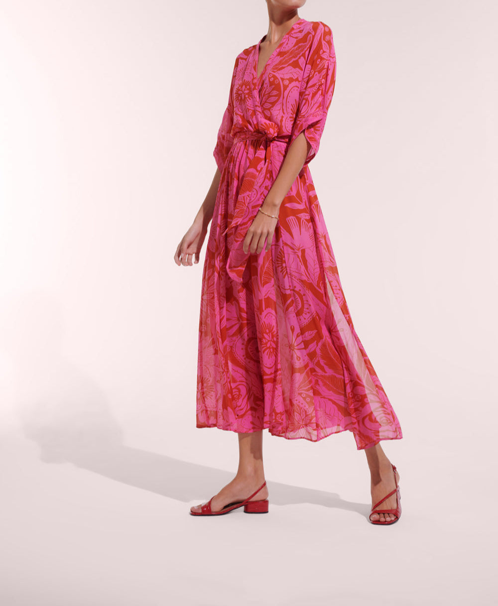 Long Dress Adha V Crep Pink Gauguin Viscose Crep