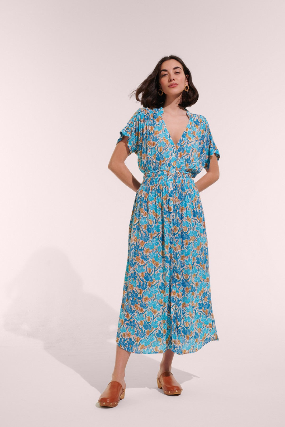 LONG DRESS BECKY V CK - BLUE KAKTUS