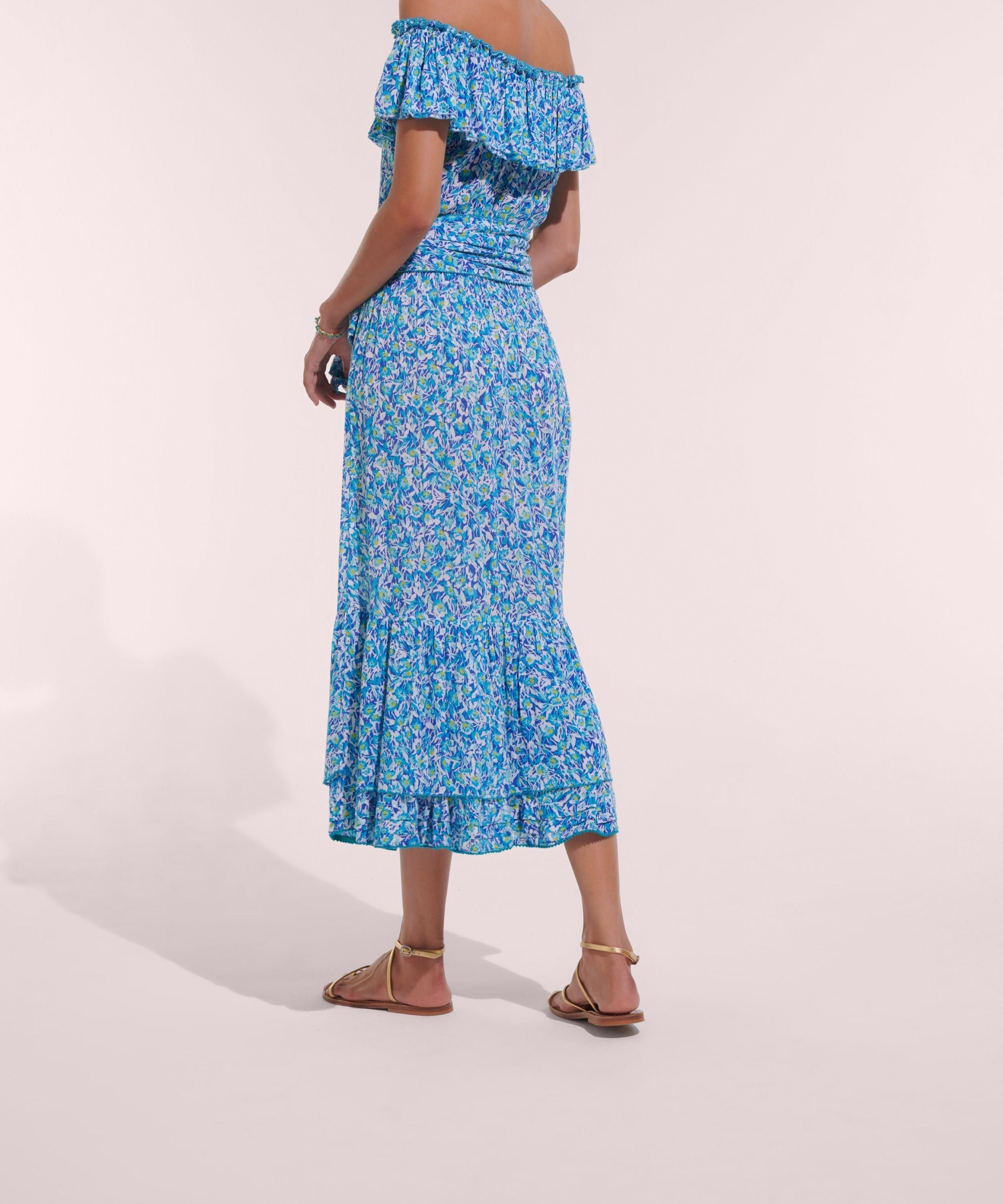 Long Dress Bella - Blue Ocean Flowers