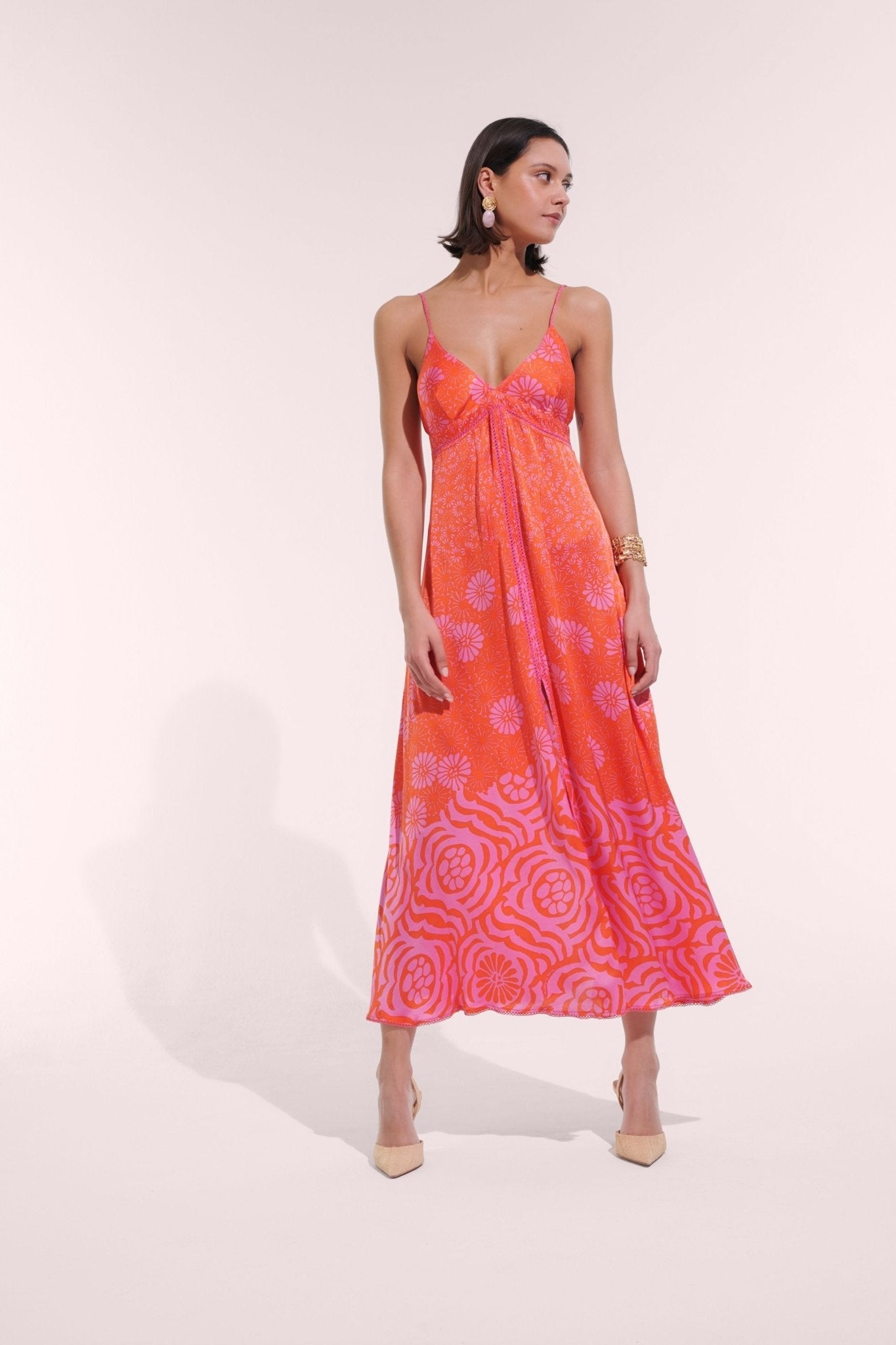 Long Dress Denise - Pink Daisy