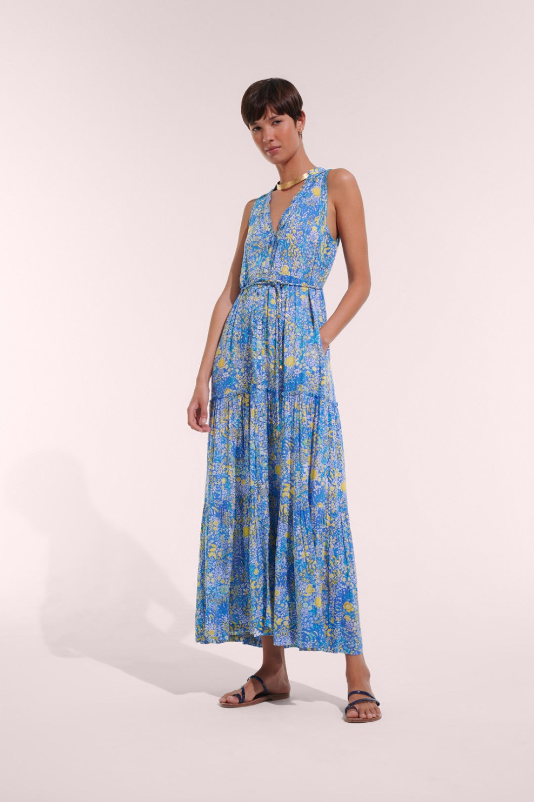 LONG DRESS NANA V - BLUE COROLLE