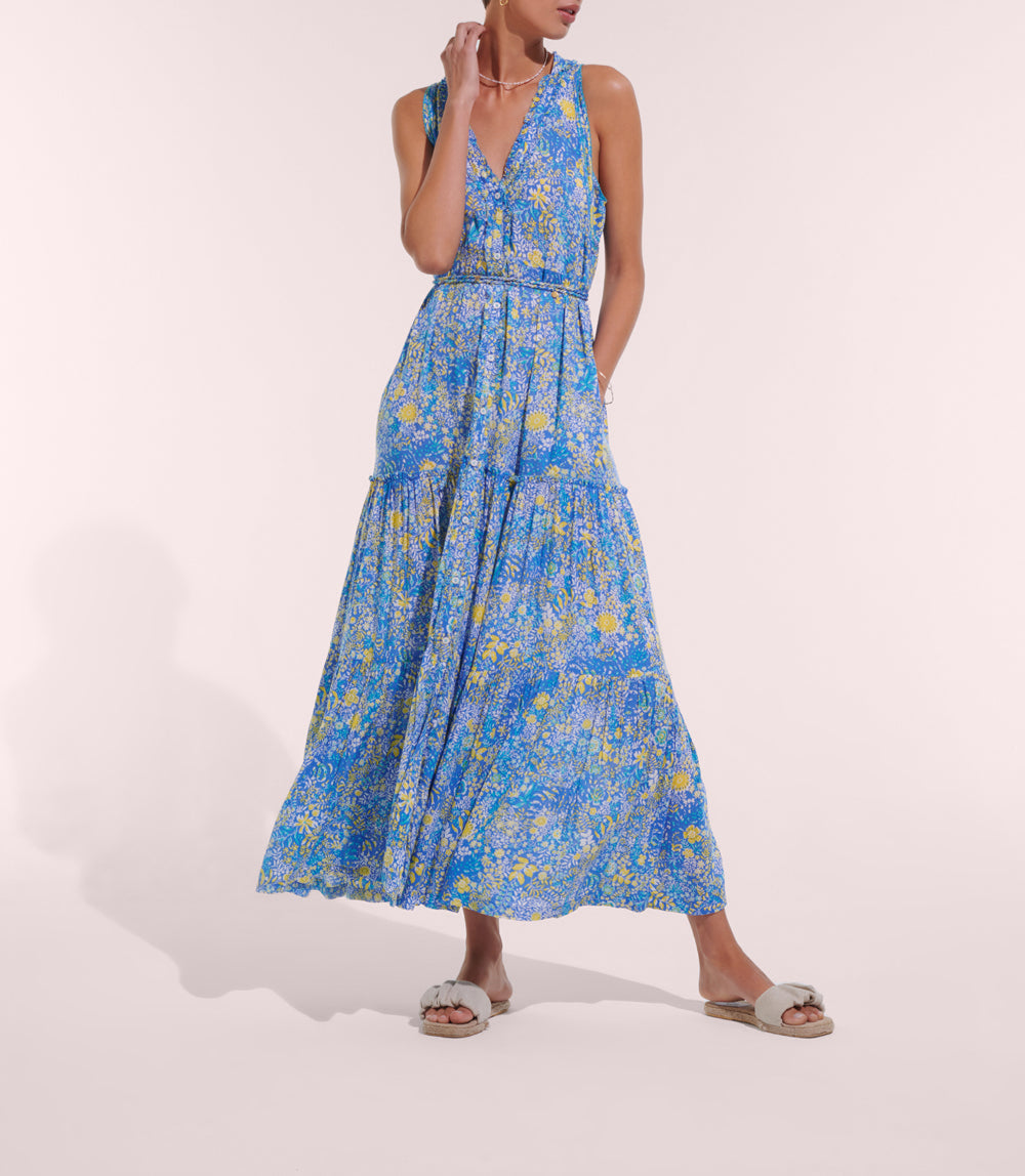 Long Dress Nana V Blue Corolle Viscose