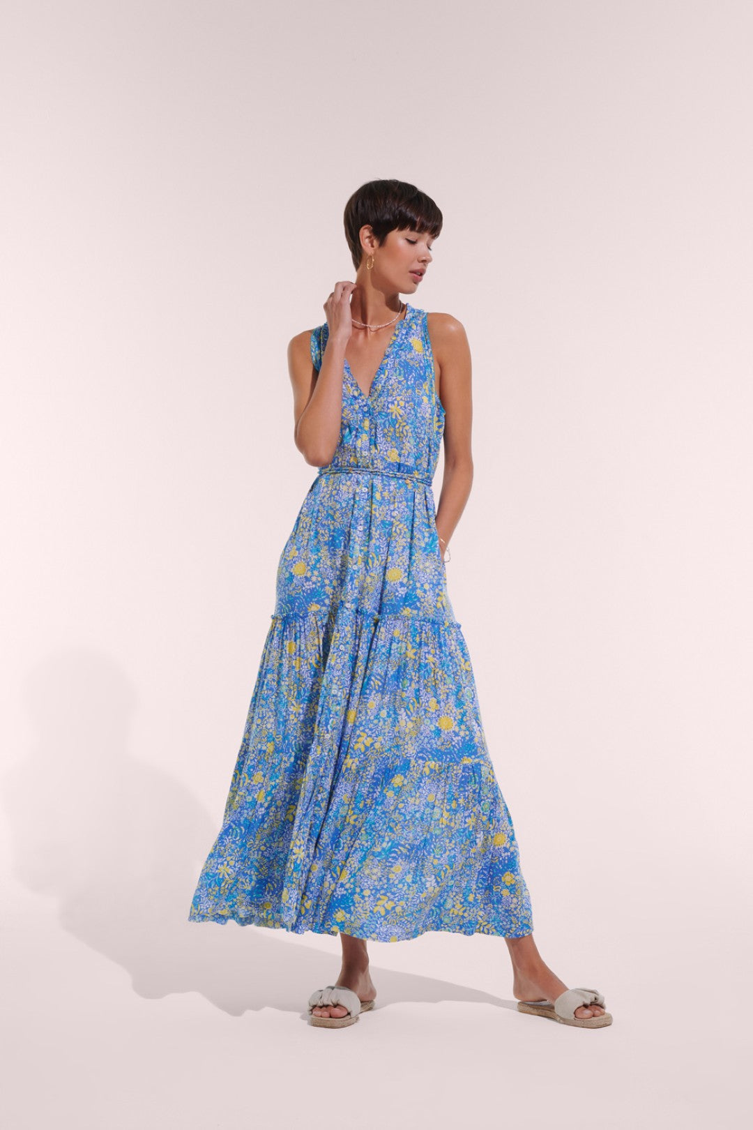 LONG DRESS NANA V - BLUE COROLLE