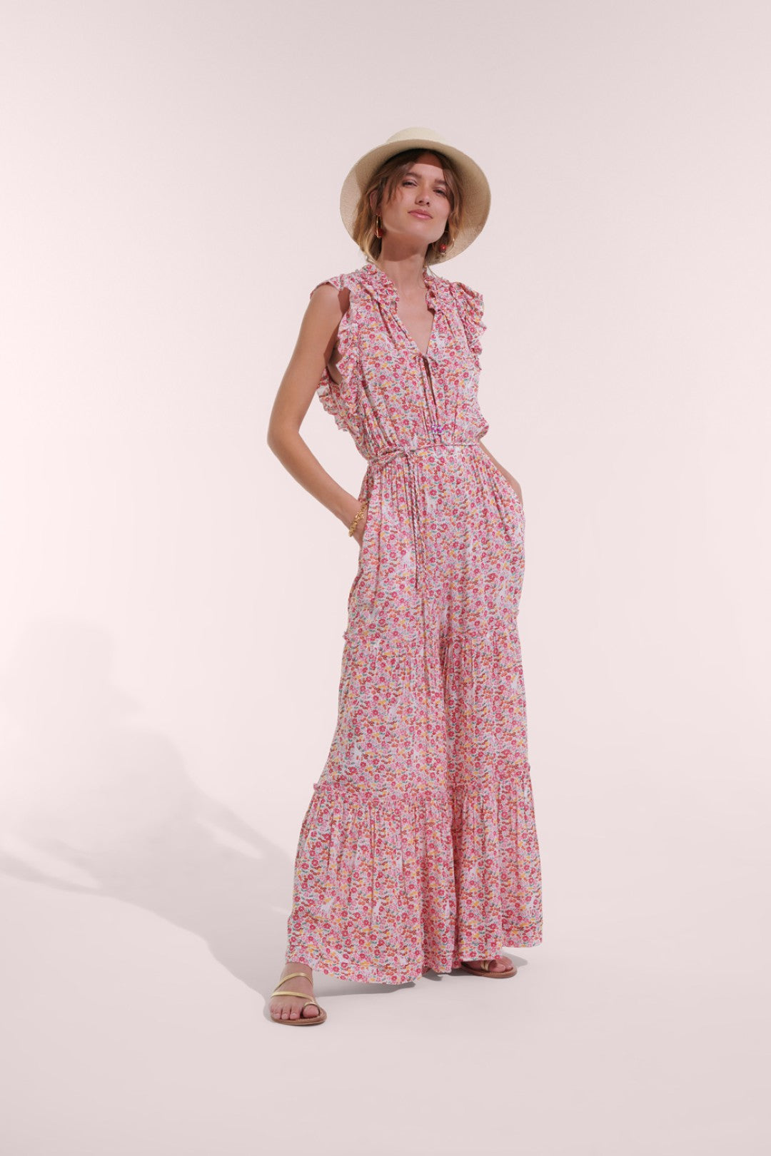 LONG JUMPSUIT BELENE V - PINK JARDIN