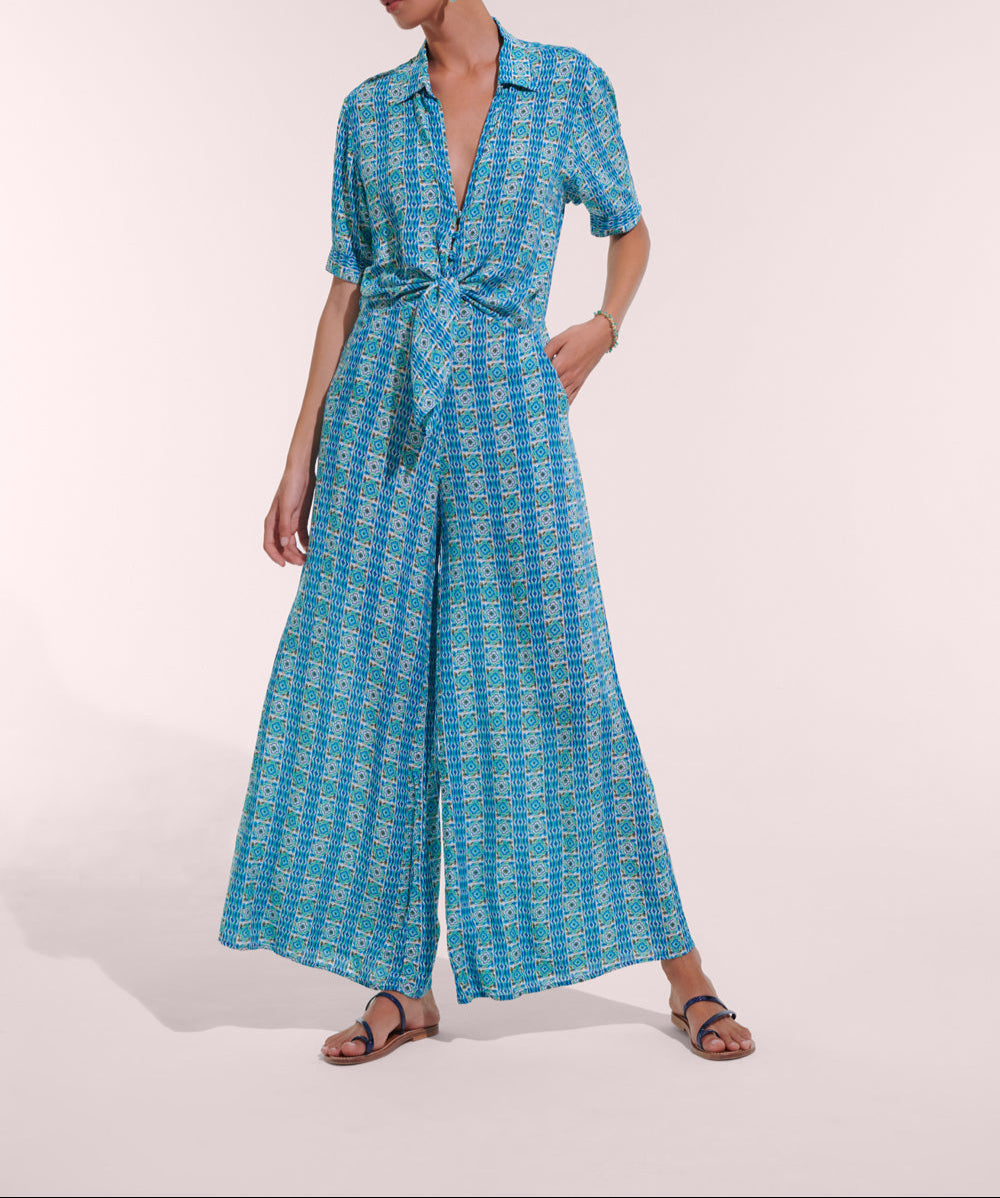 Long Jumpsuit Bettina V Aqua Coleus Viscose