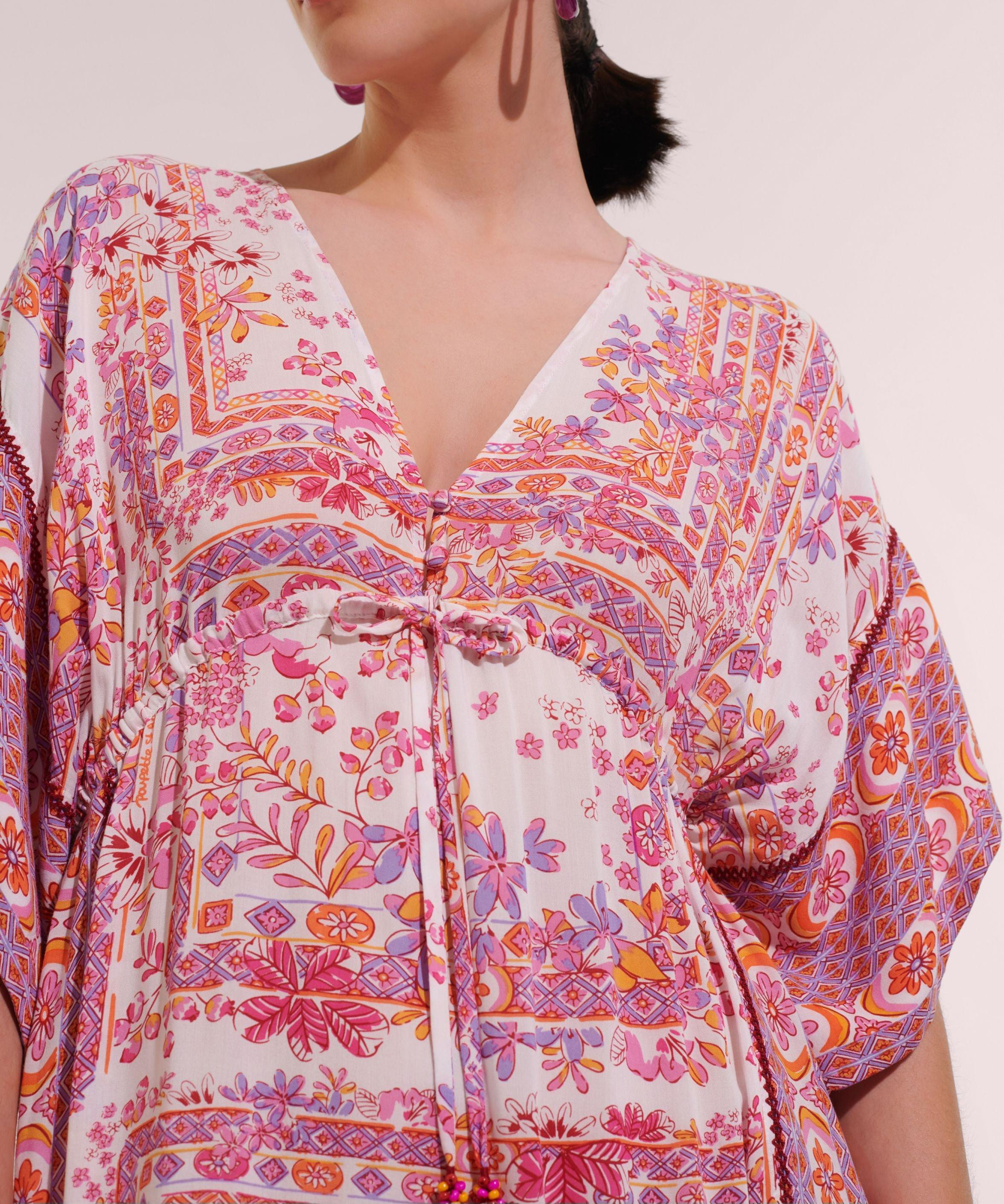 Long Kaftan Amaya - Pink Foulard