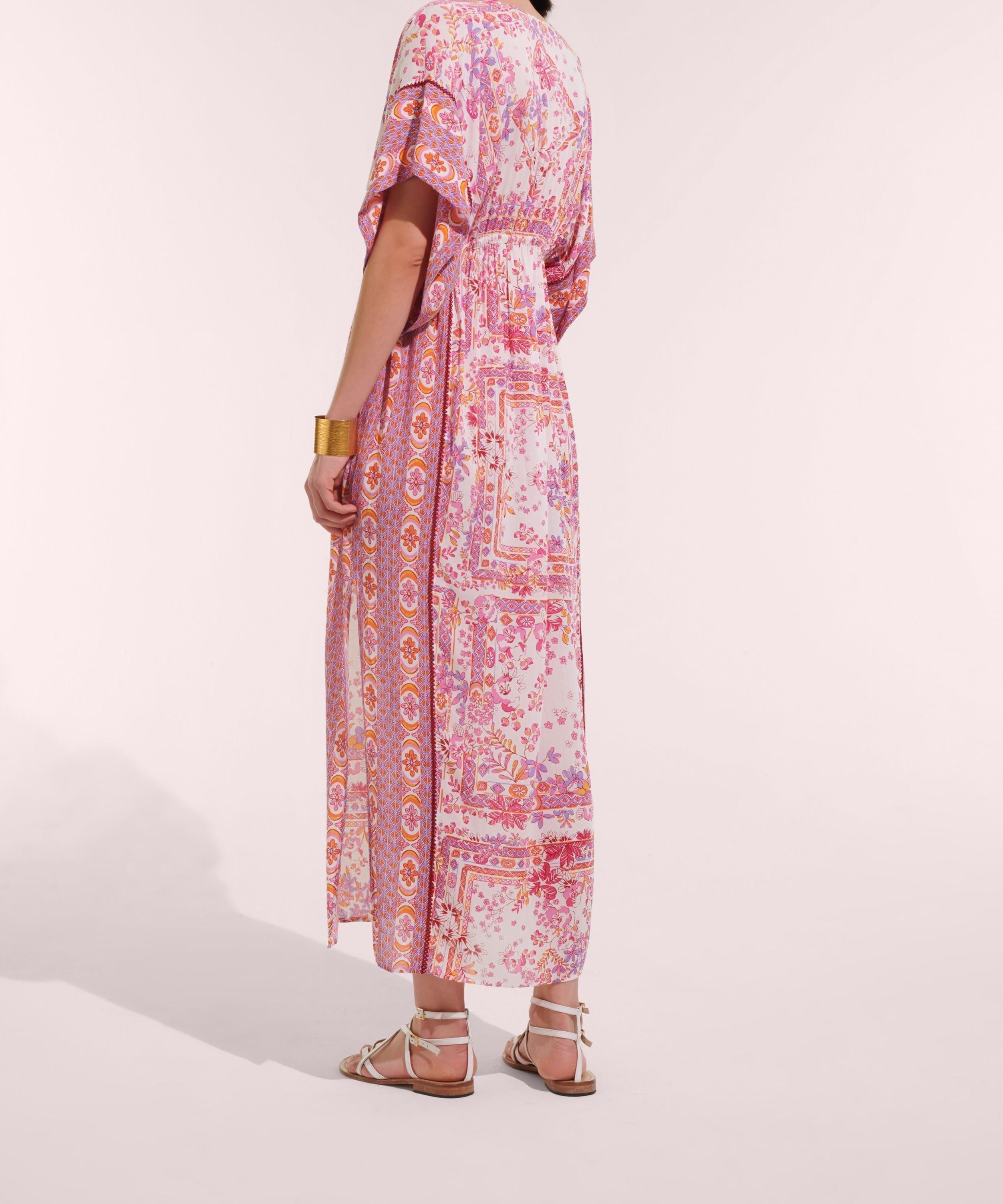 Long Kaftan Amaya - Pink Foulard