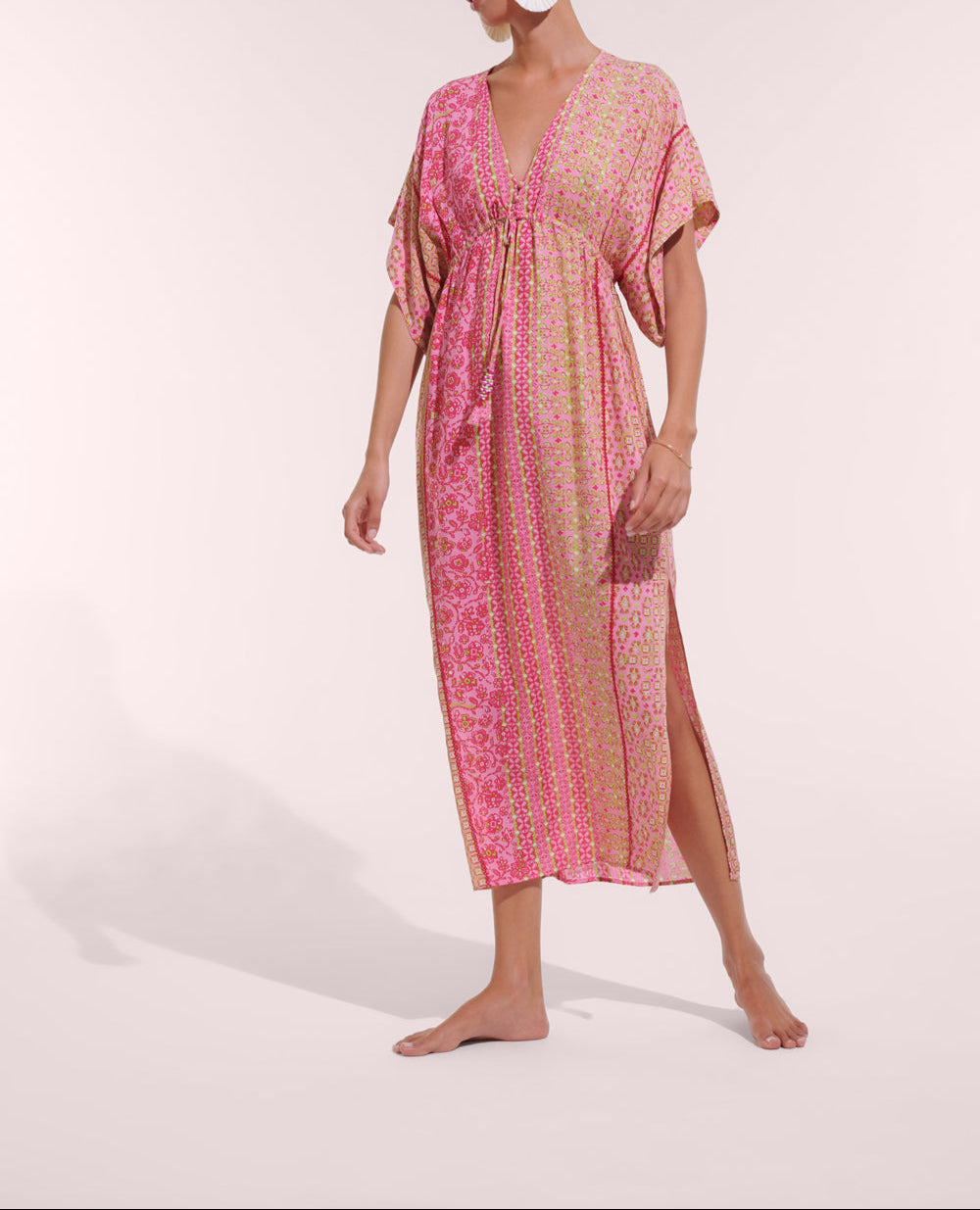 Long Kaftan Amaya V Pink Verti Batik Viscose