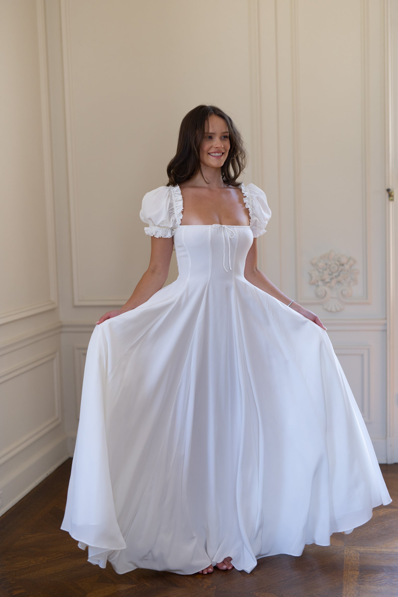 The Ivory Silk Garden Party Gown