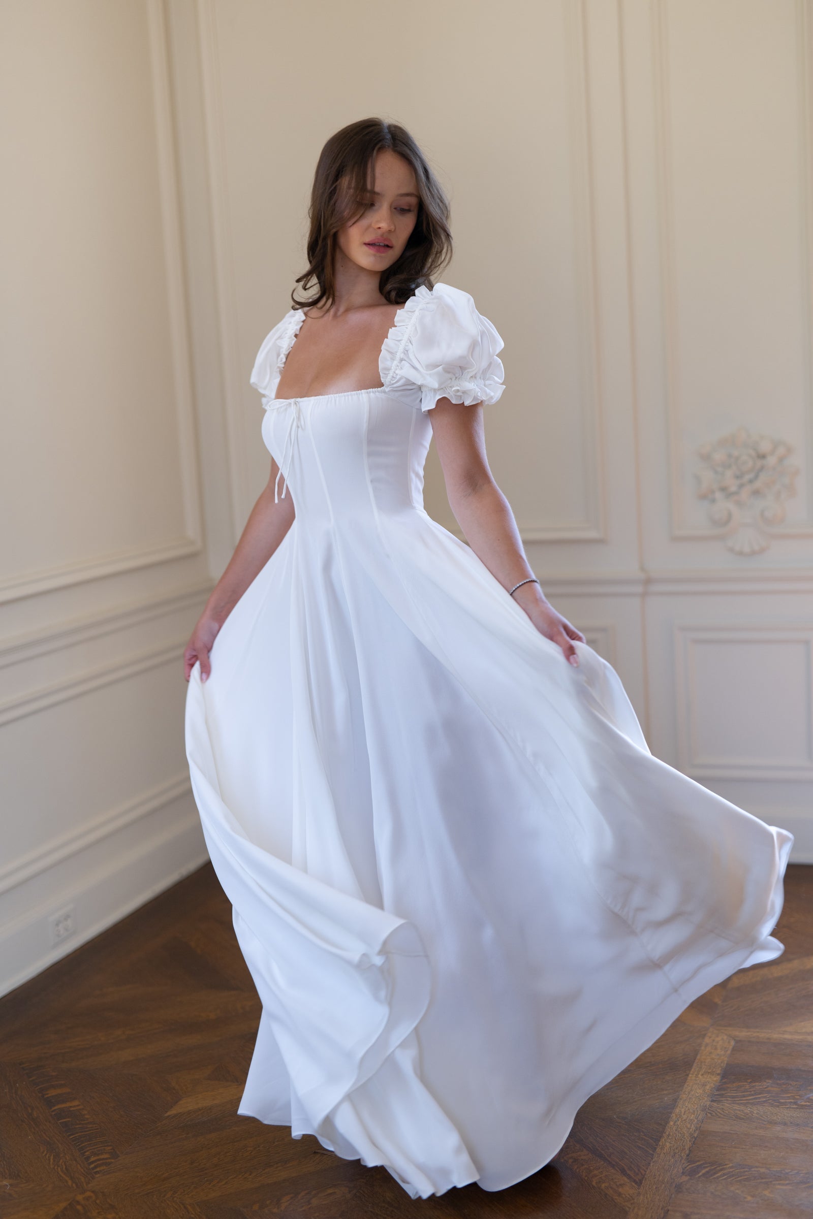 The Ivory Silk Garden Party Gown