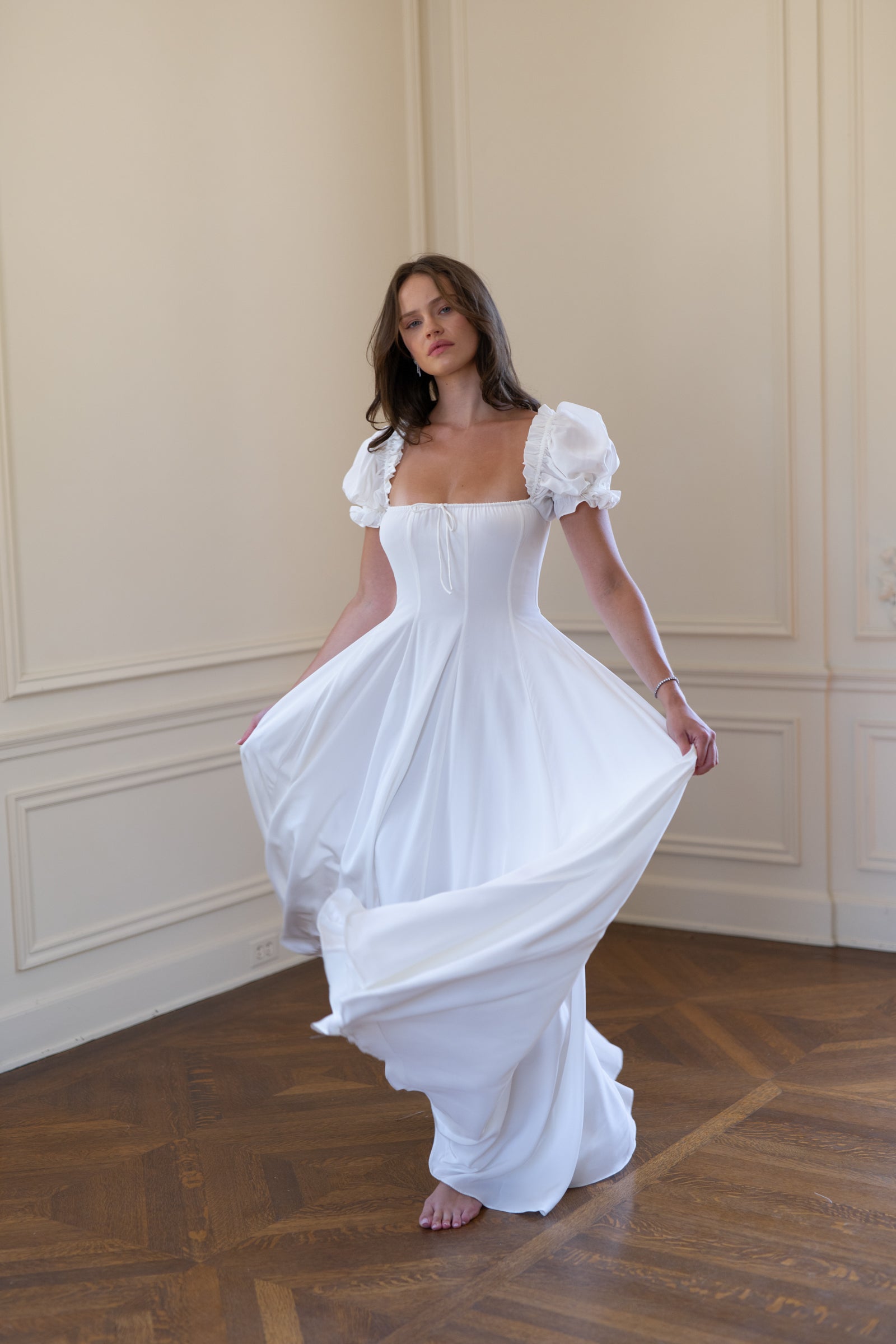 The Ivory Silk Garden Party Gown