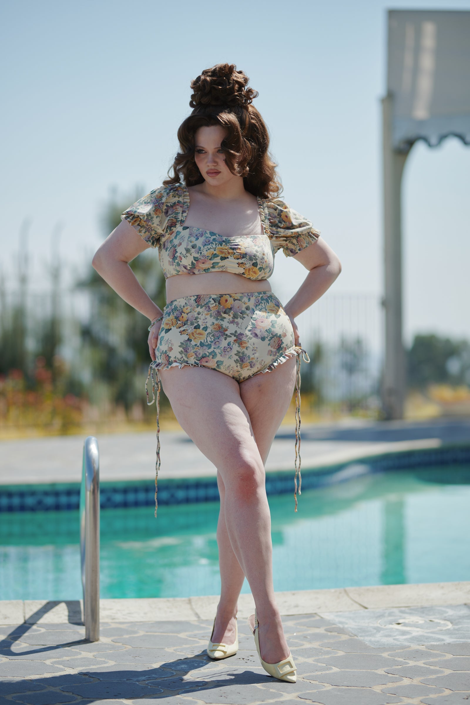 The Blonde Floral Babydoll Bikini Top