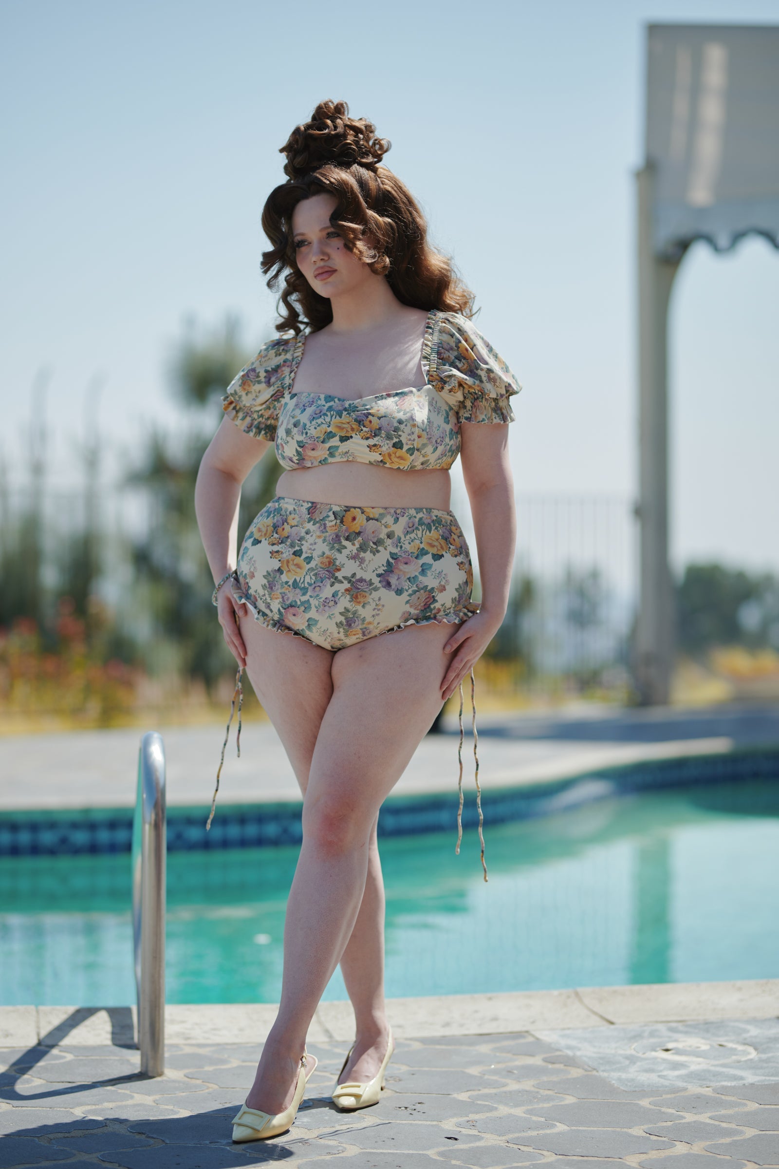 The Blonde Floral Babydoll Bikini Top