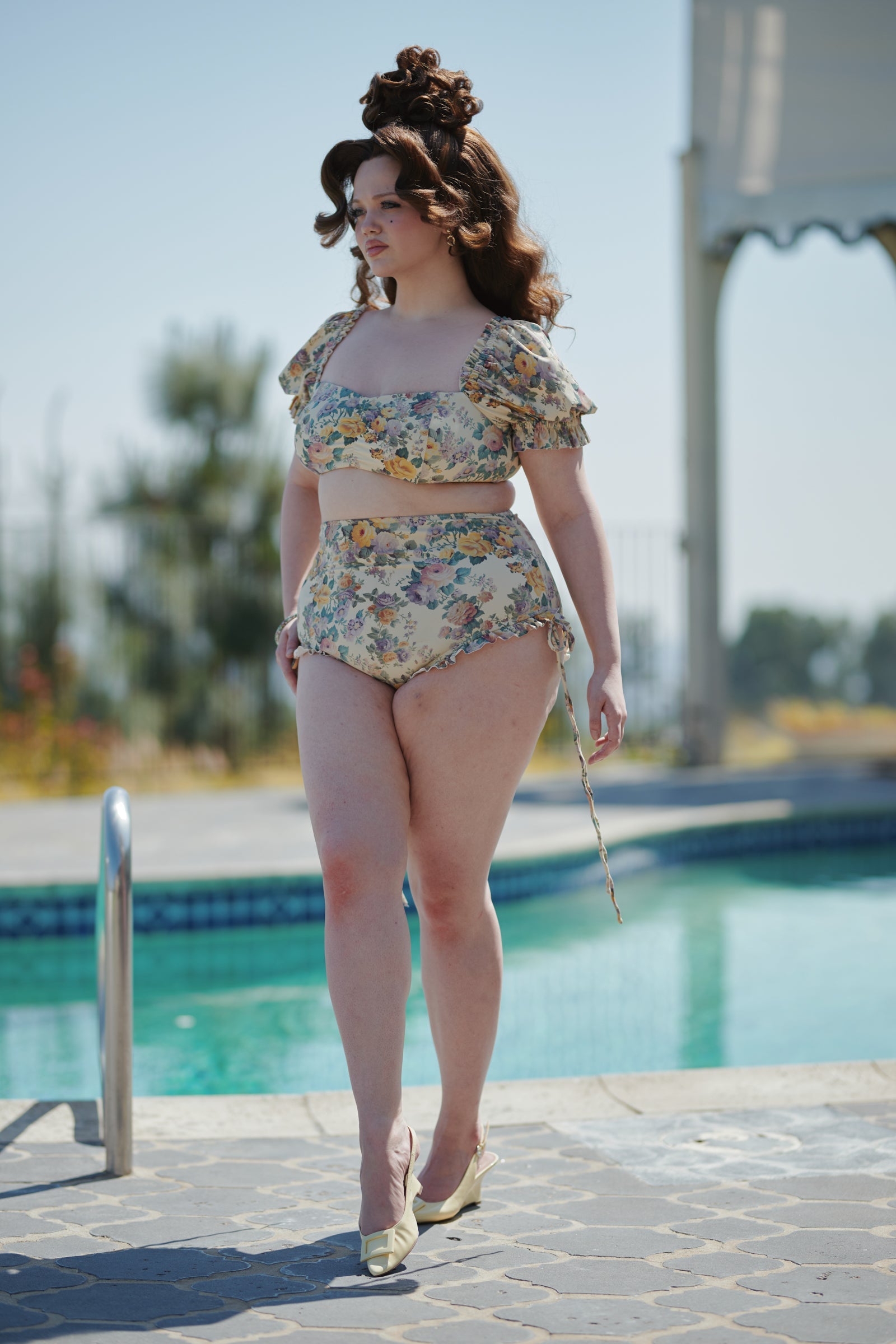 The Blonde Floral Babydoll Bikini Top