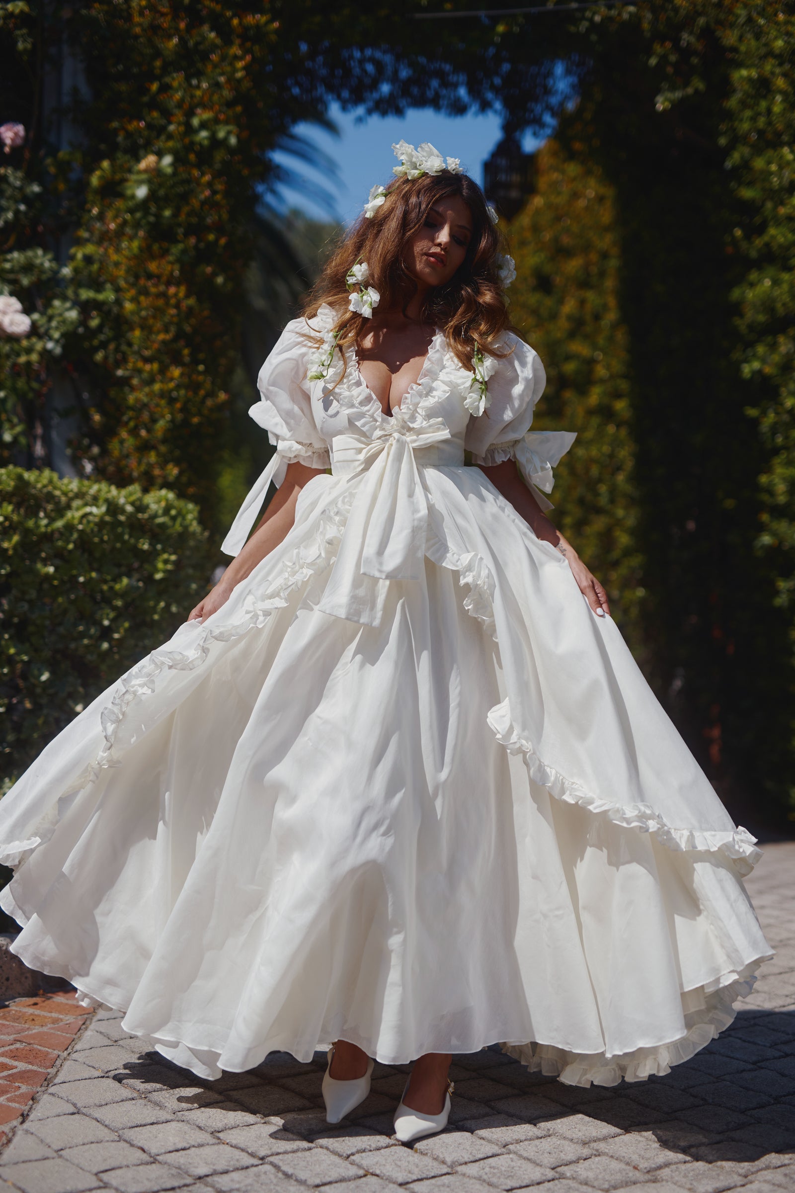 The Ivory Organdy Marie Gown