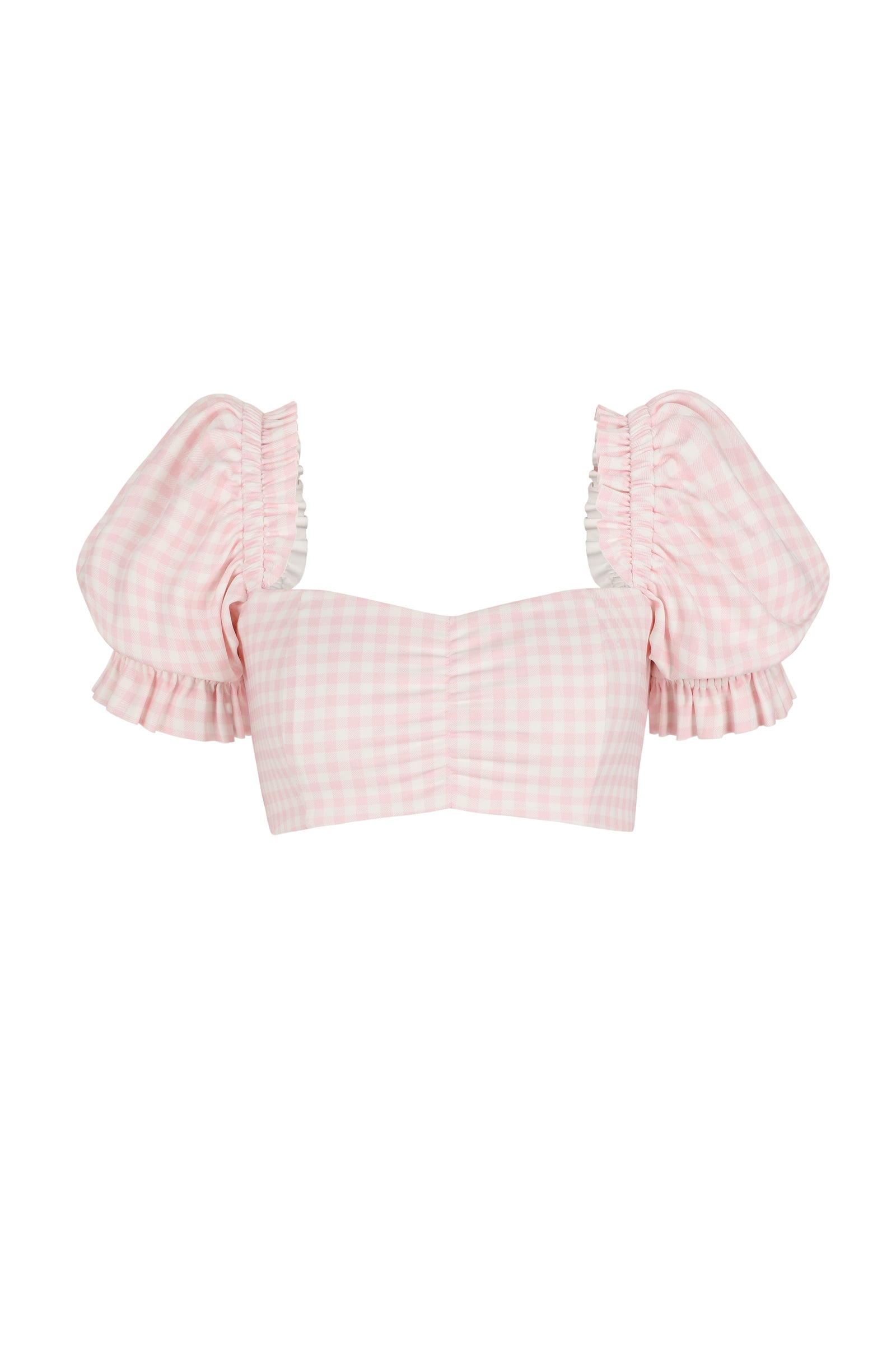 The Pink Gingham Babydoll Bikini Top