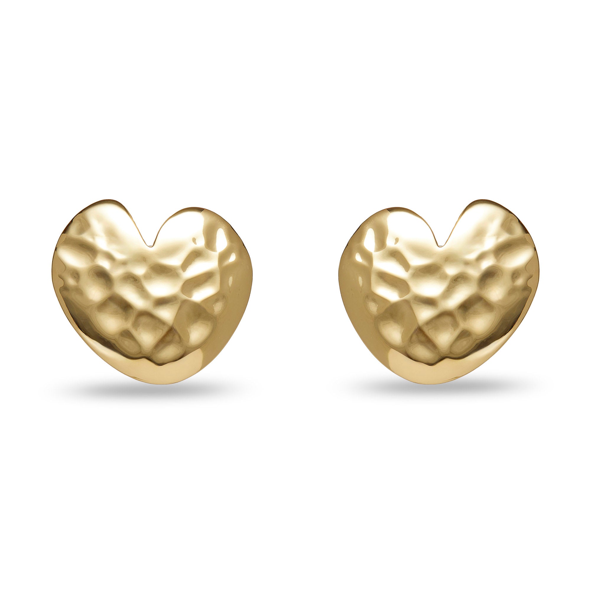 Hammered Heart Button Earring