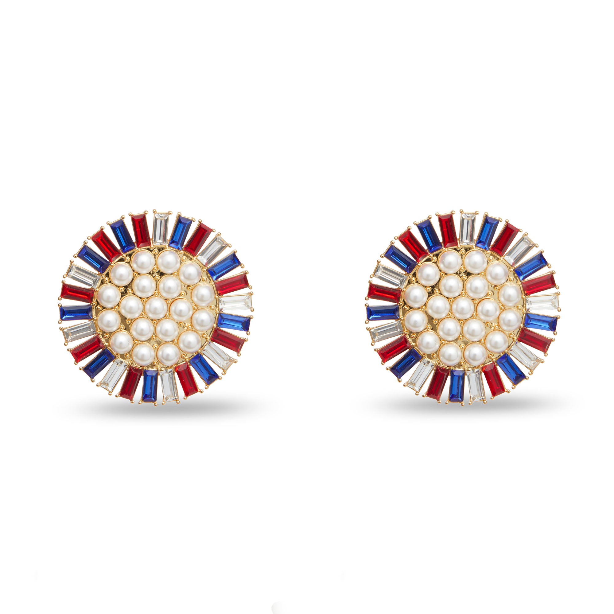Red White & Blue Button Earrings