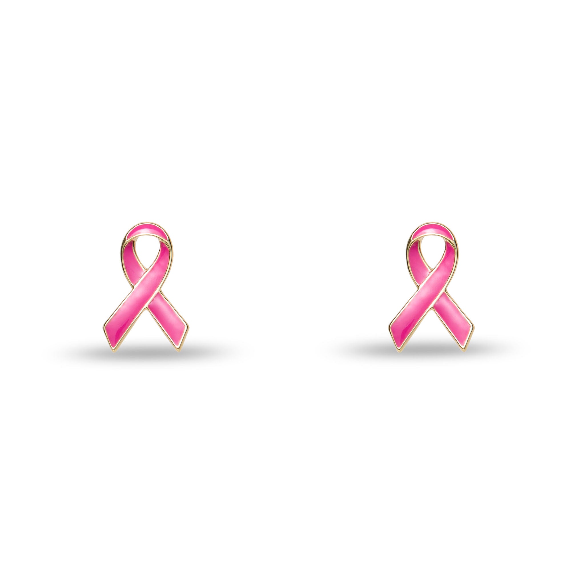 Breast Cancer Awareness Heart Ribbon Stud Earrings