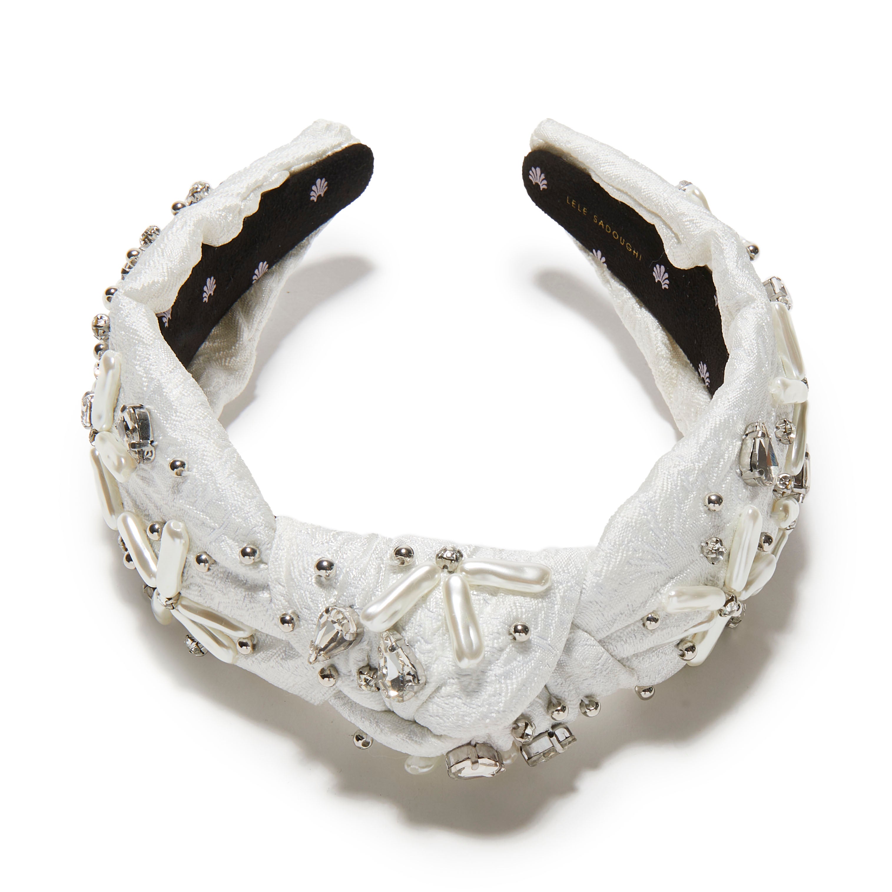 Knotted Pearl Floral Brocade Headband