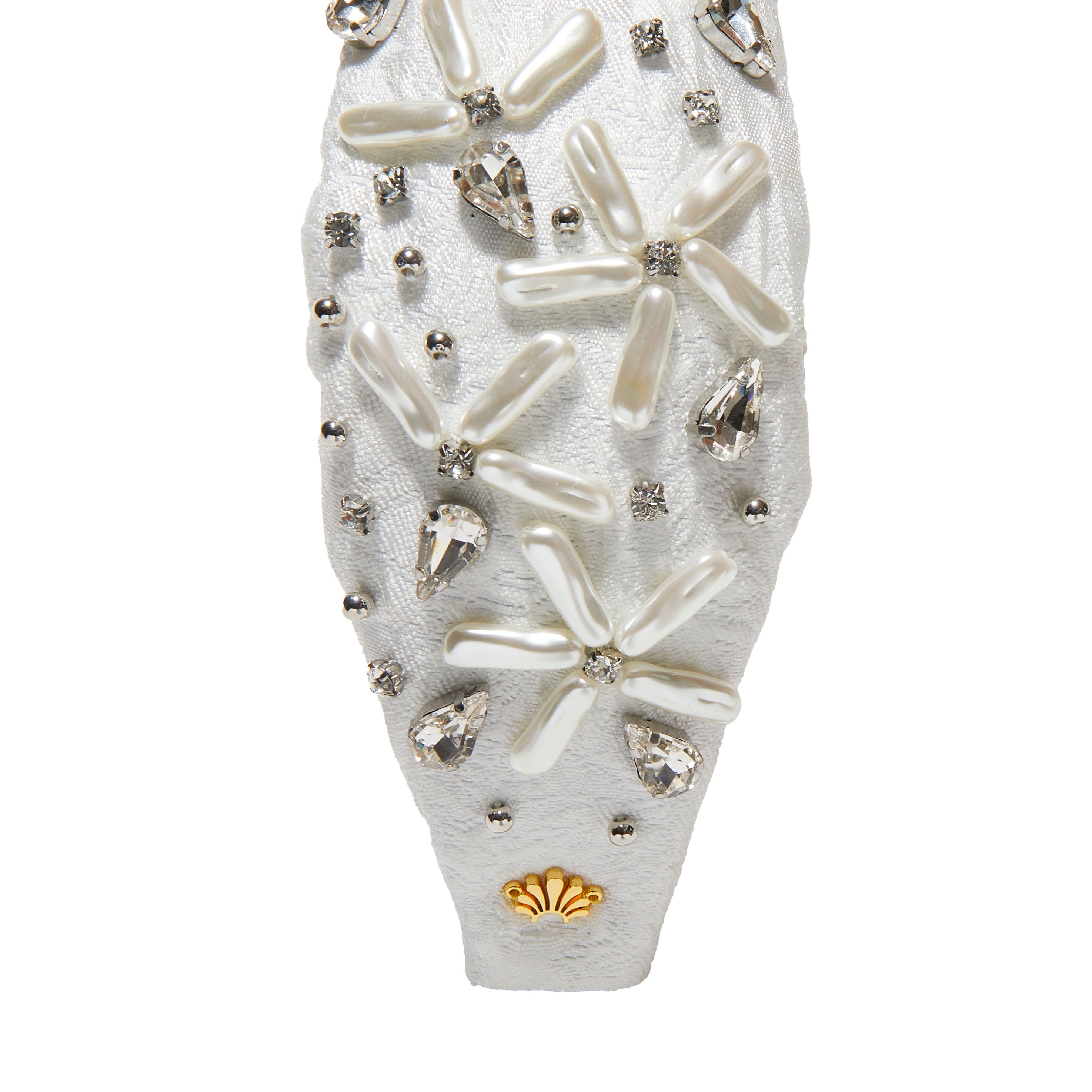 Knotted Pearl Floral Brocade Headband