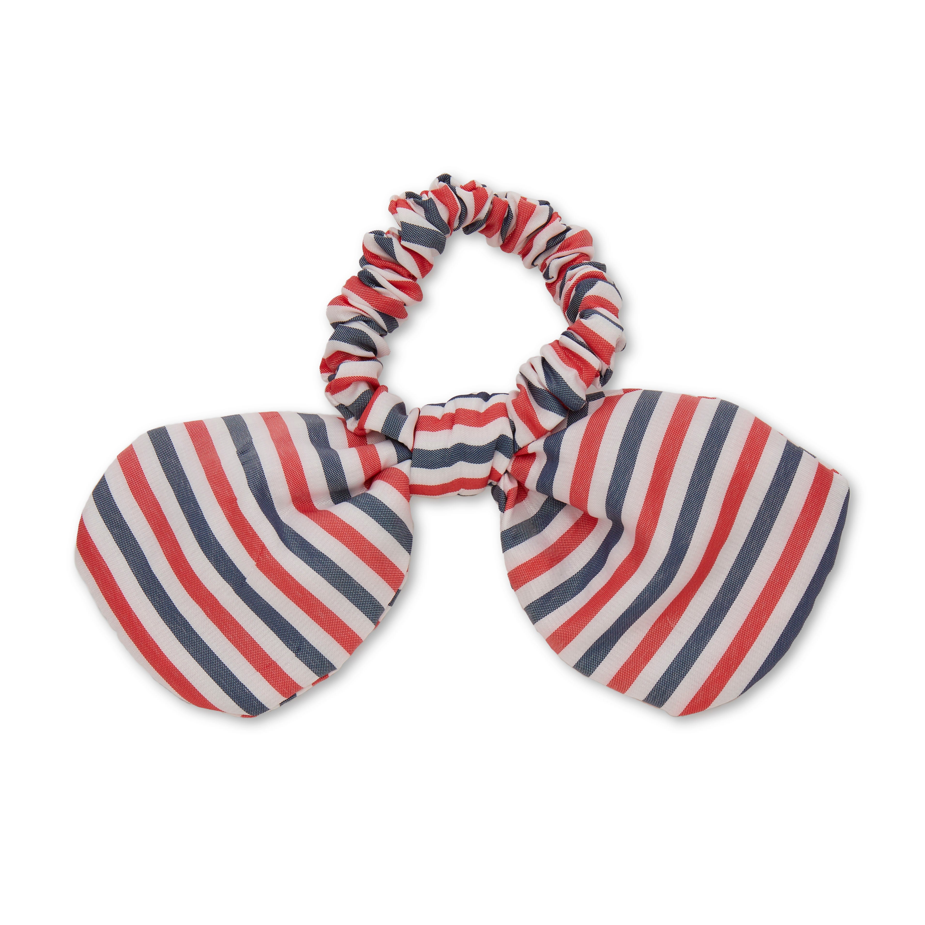 Penny Striped Cotton Embellished Bow Srunchie