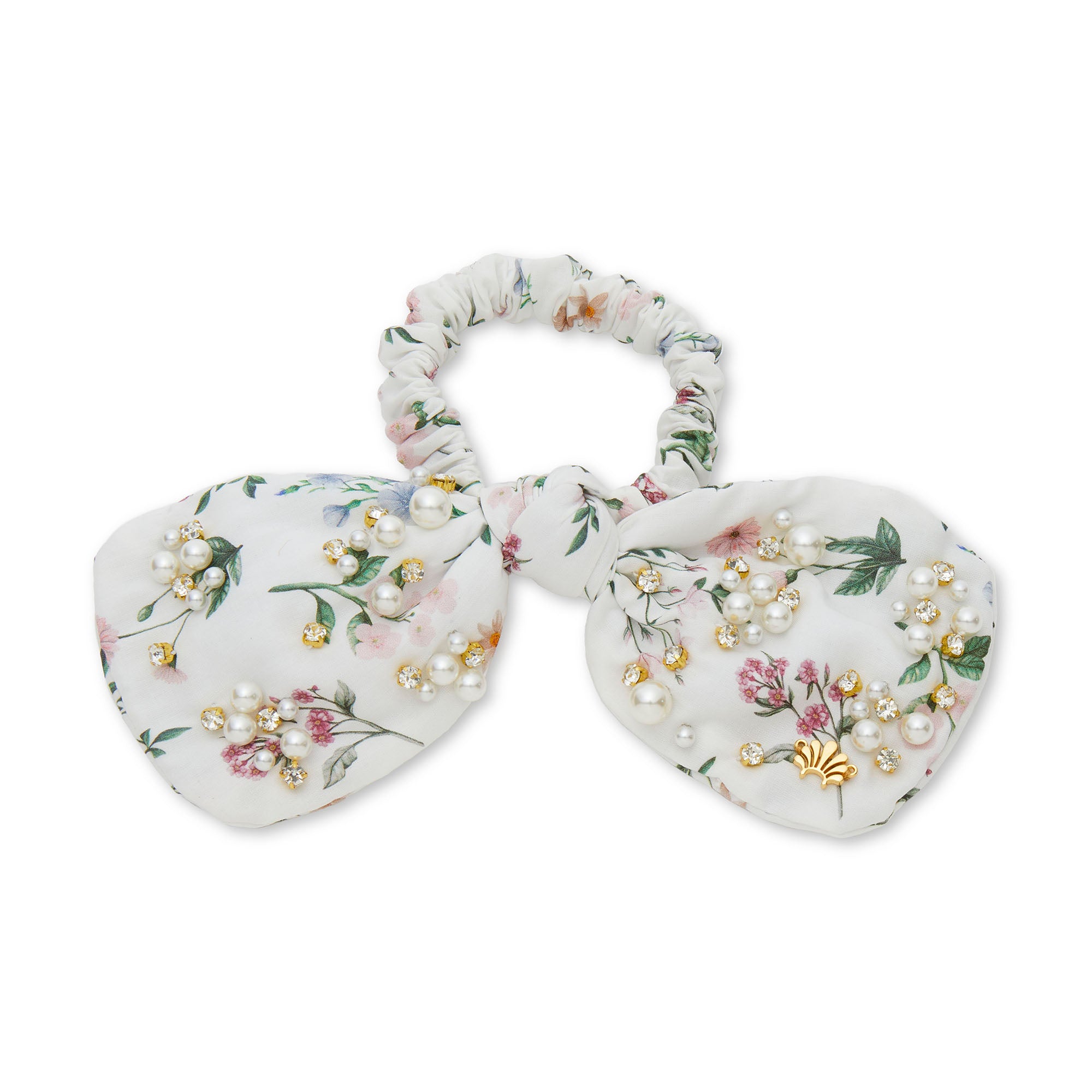 Penny Liberty Pearl Crystal Bow Scrunchie