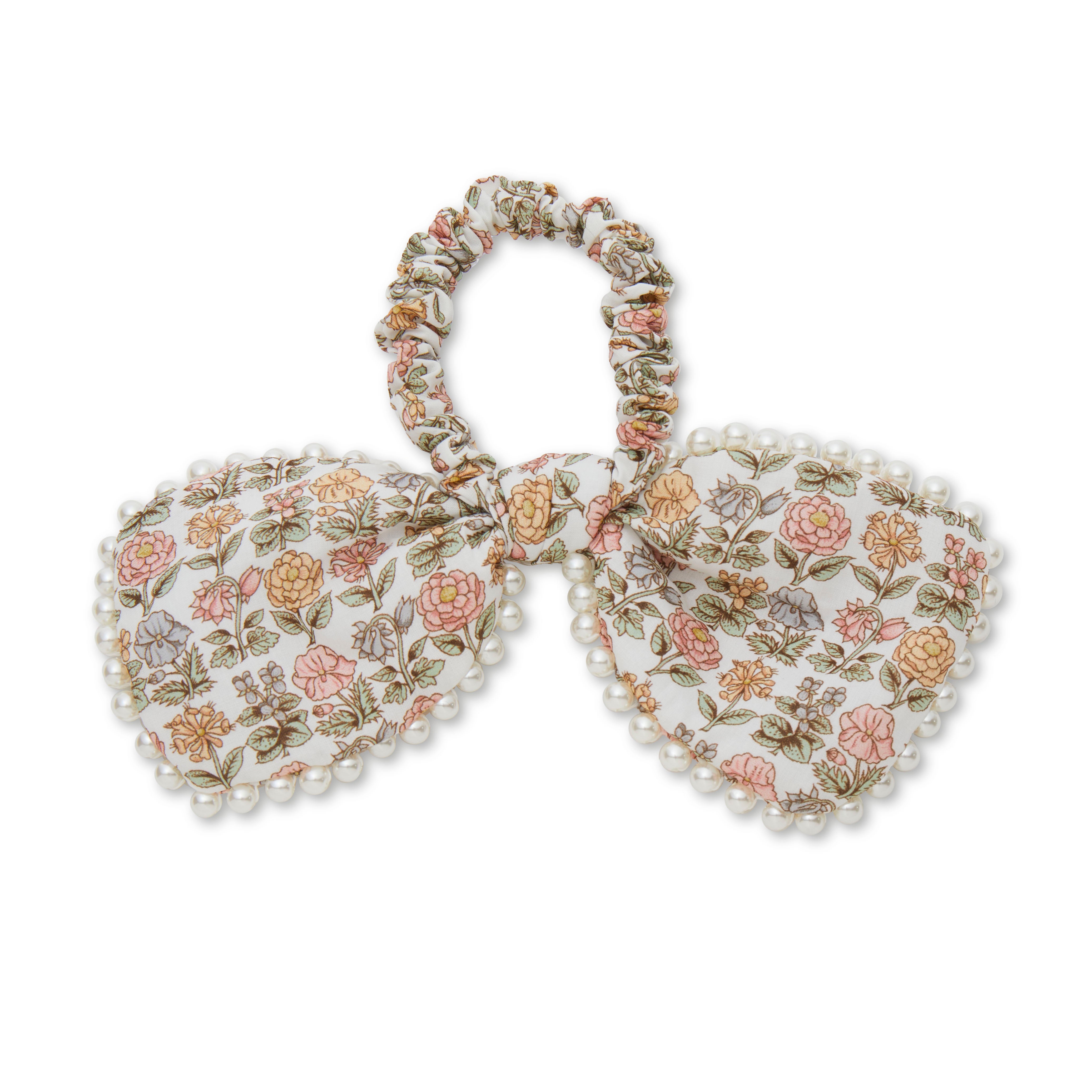 Penny Liberty Pearl Trim Bow Scrunchie