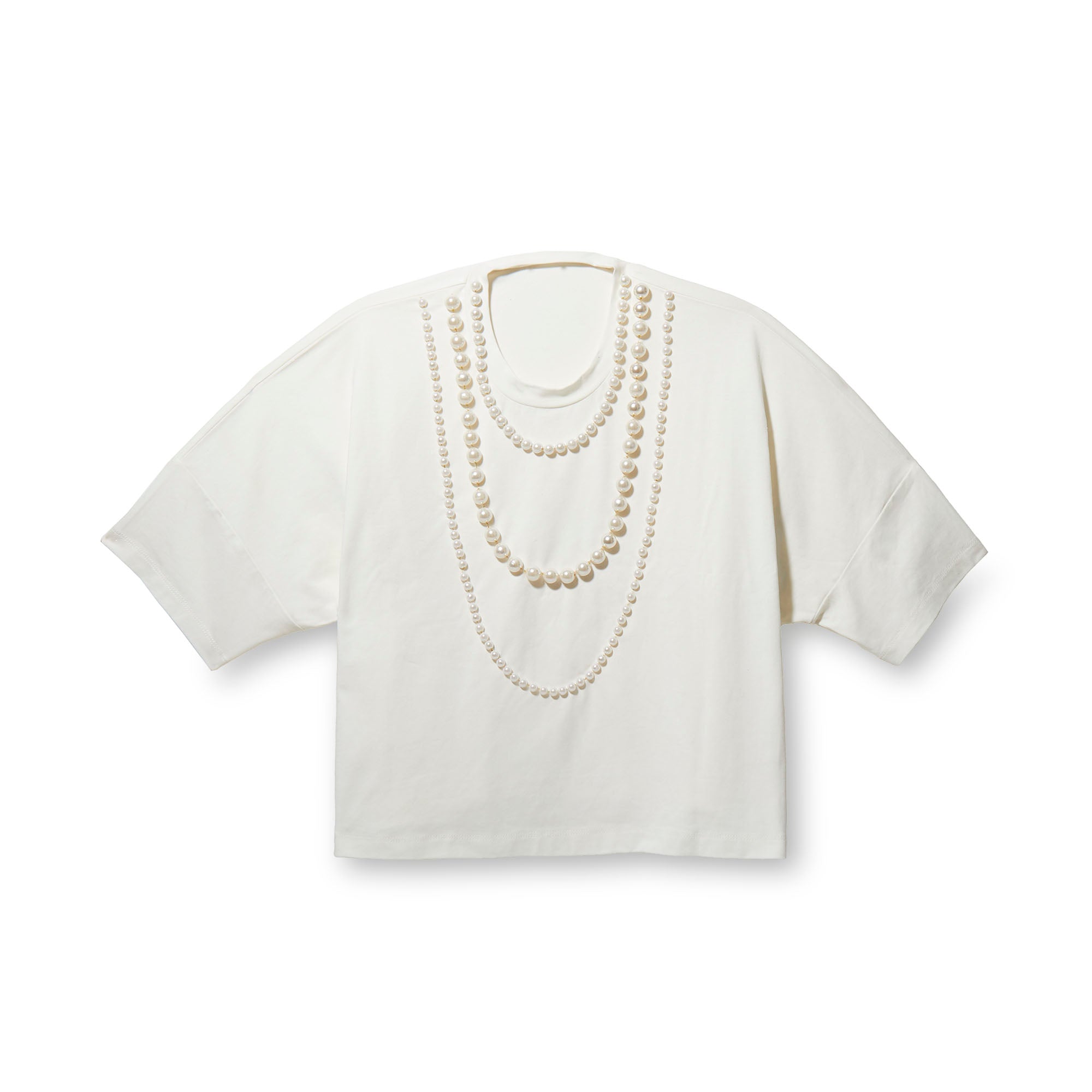 Short-sleeve Pearl Embellished Tee