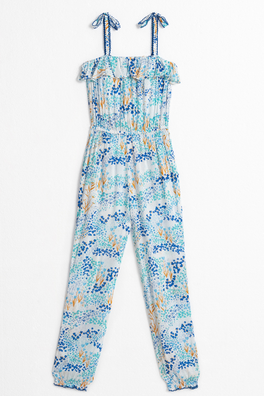 Long Jumpsuit Astra Kids V White Blue Tulipe Viscose