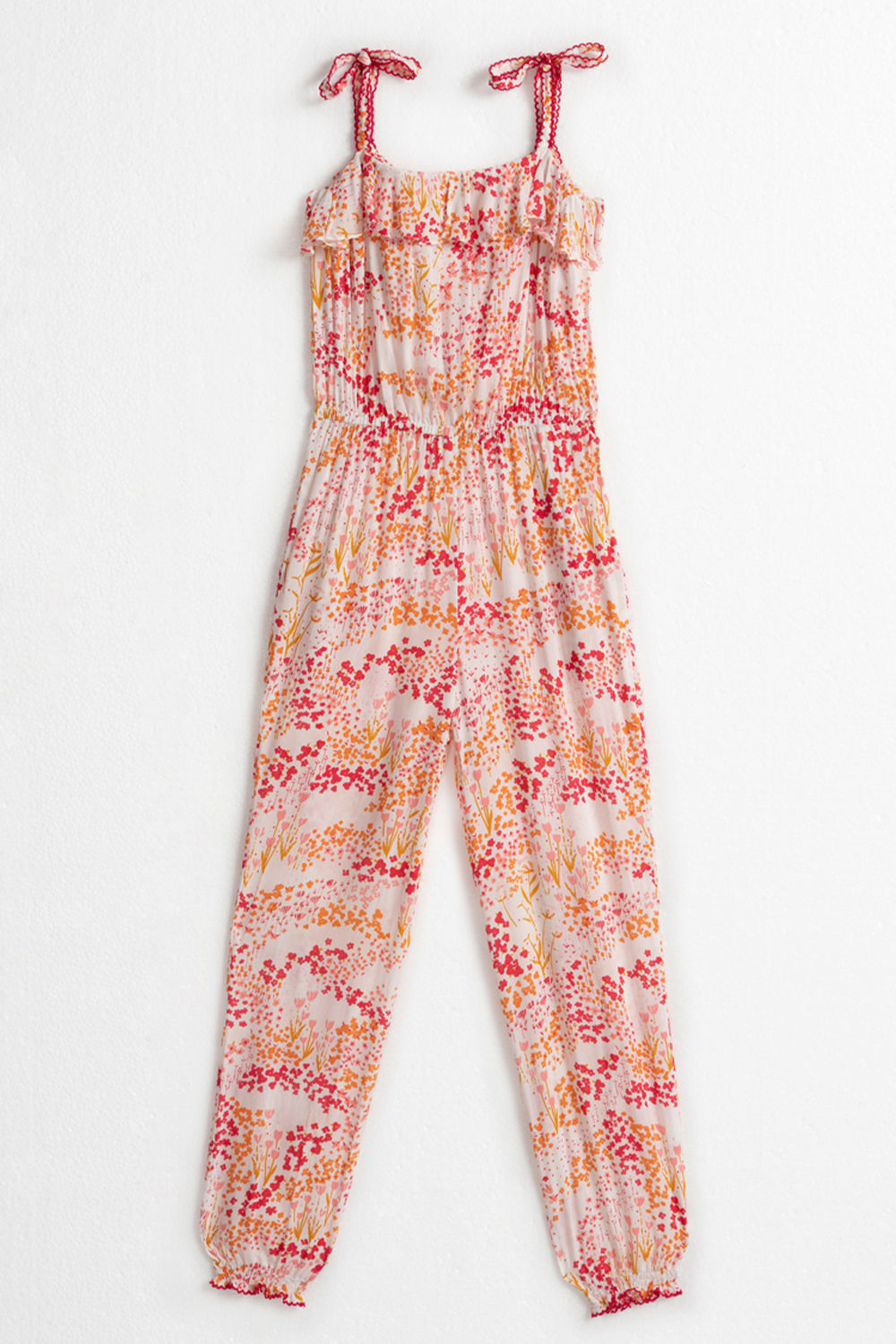 Poupette St Barth - Long Jumpsuit Astra - White Pink Tulipe