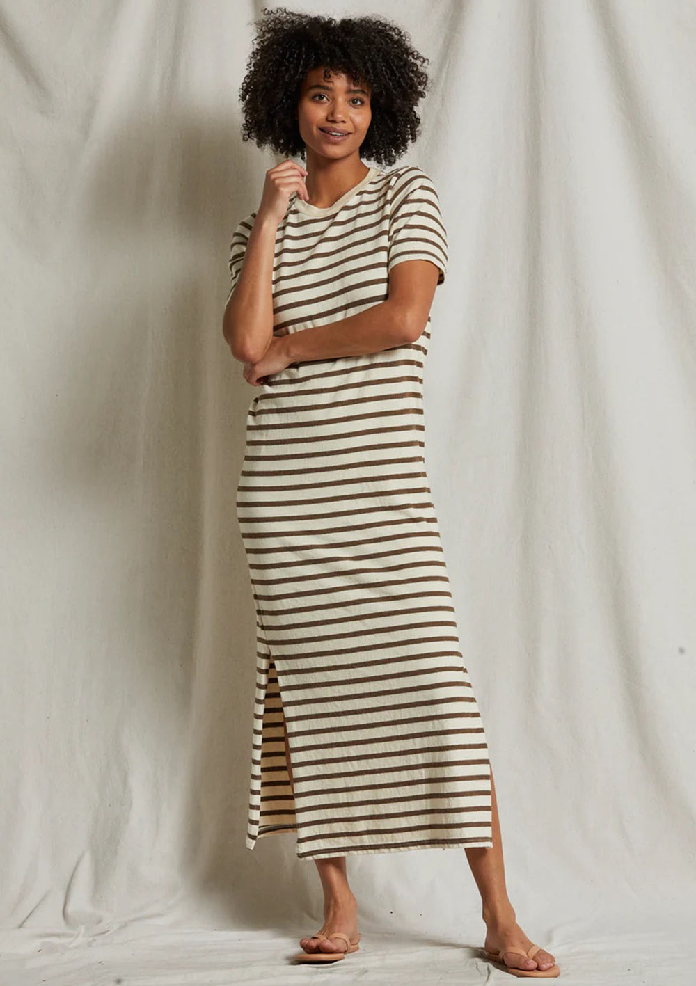D32 - Lover - Recycled Cotton Stripped SS Maxi Dress
