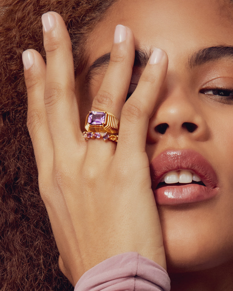 The Caroline Step-Cut Ring- Amethyst - Luv Aj Fine