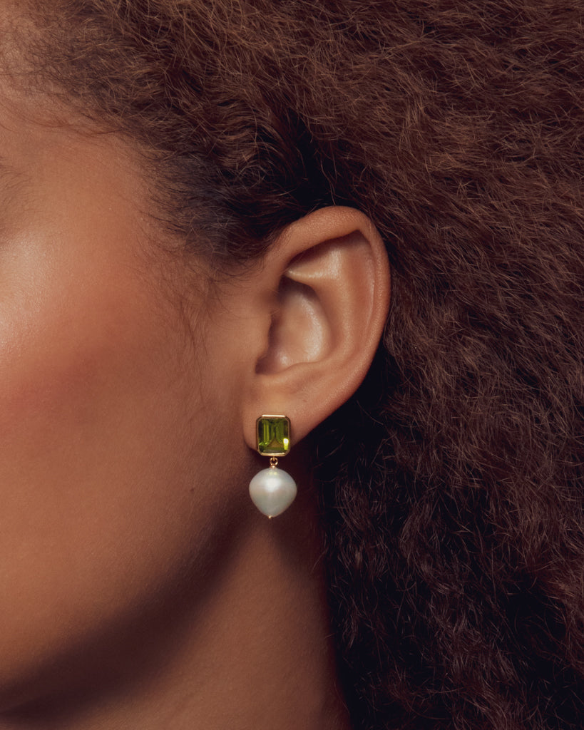 The Peridot Pearl Studs - Luv Aj Fine