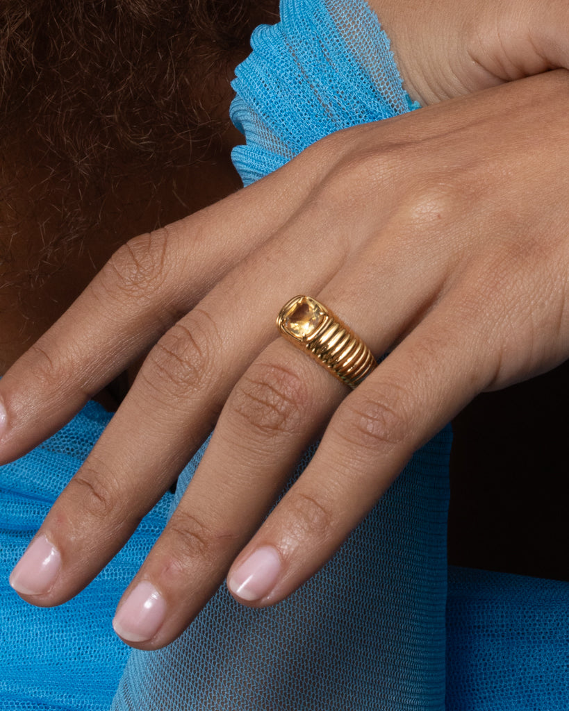 The Elizabeth Cushion Ring- Citrine - Luv Aj Fine