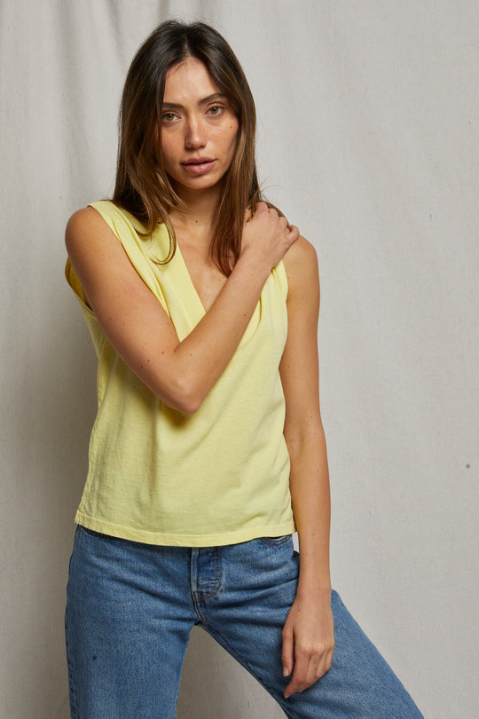 T11 - Margot - Cotton Sleeveless V Neck Tee