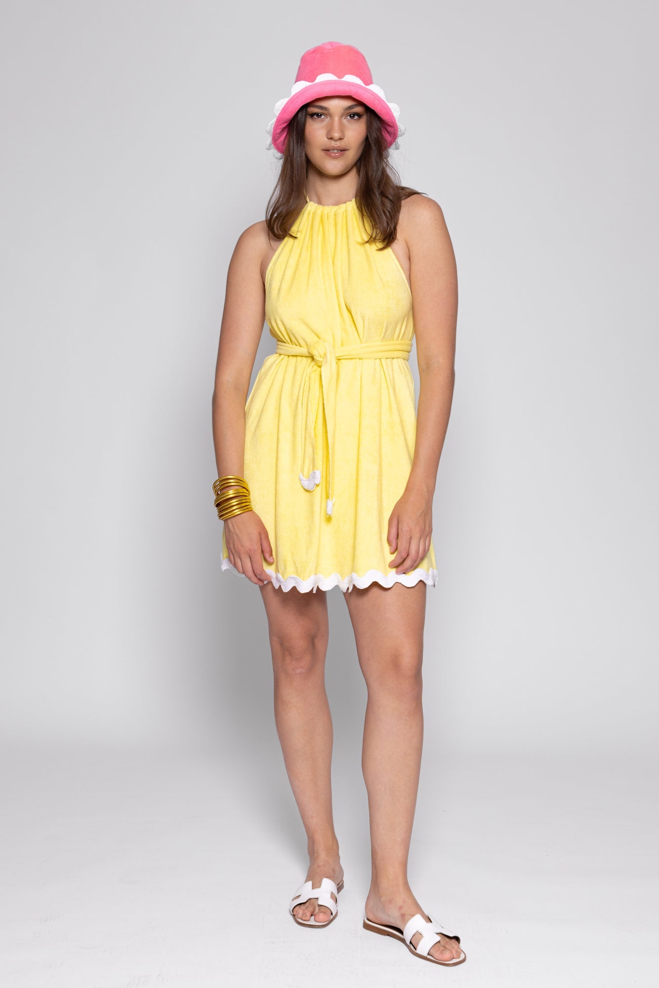 MARLA SHORT DRESS TERRY LEMON