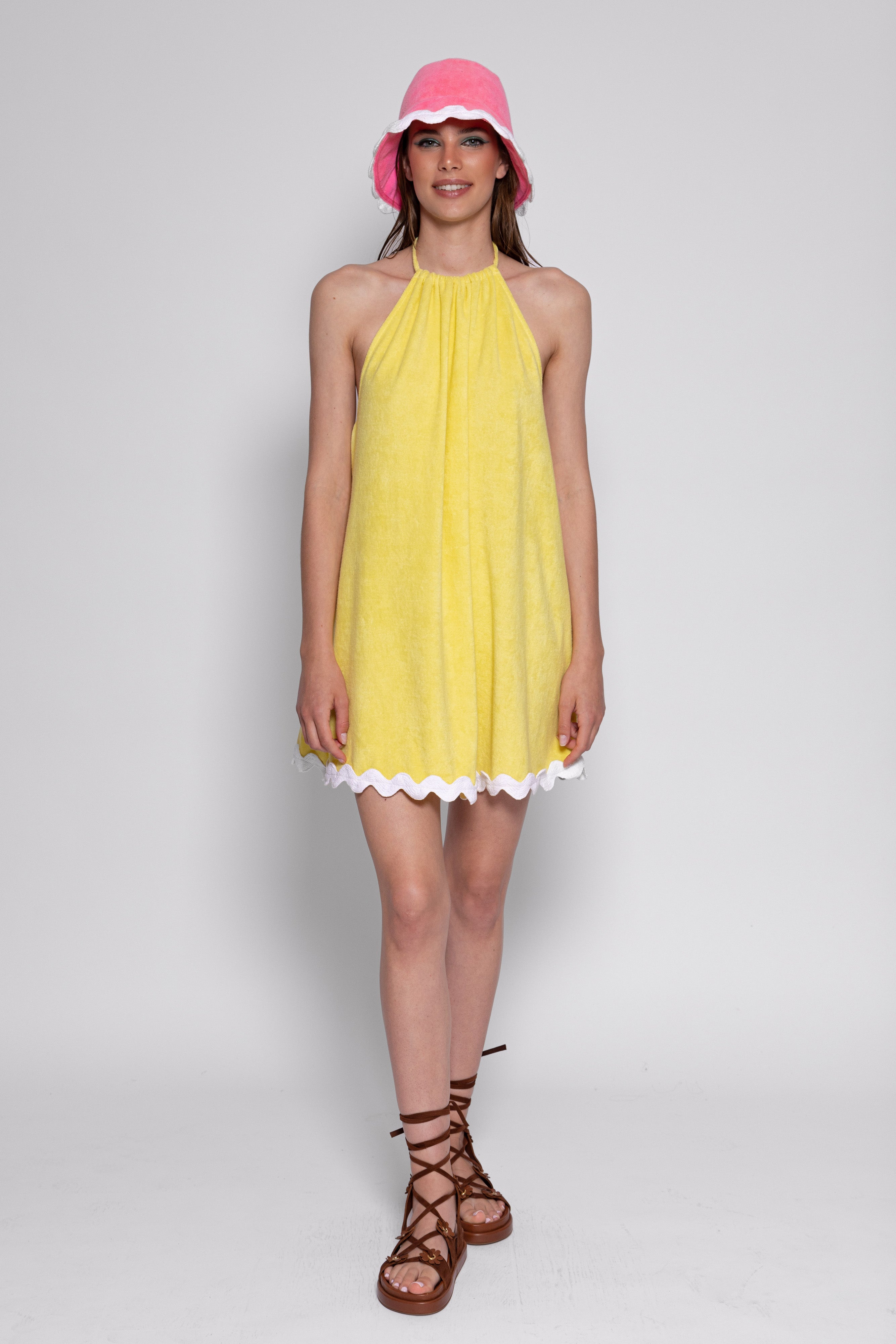 MARLA SHORT DRESS TERRY LEMON