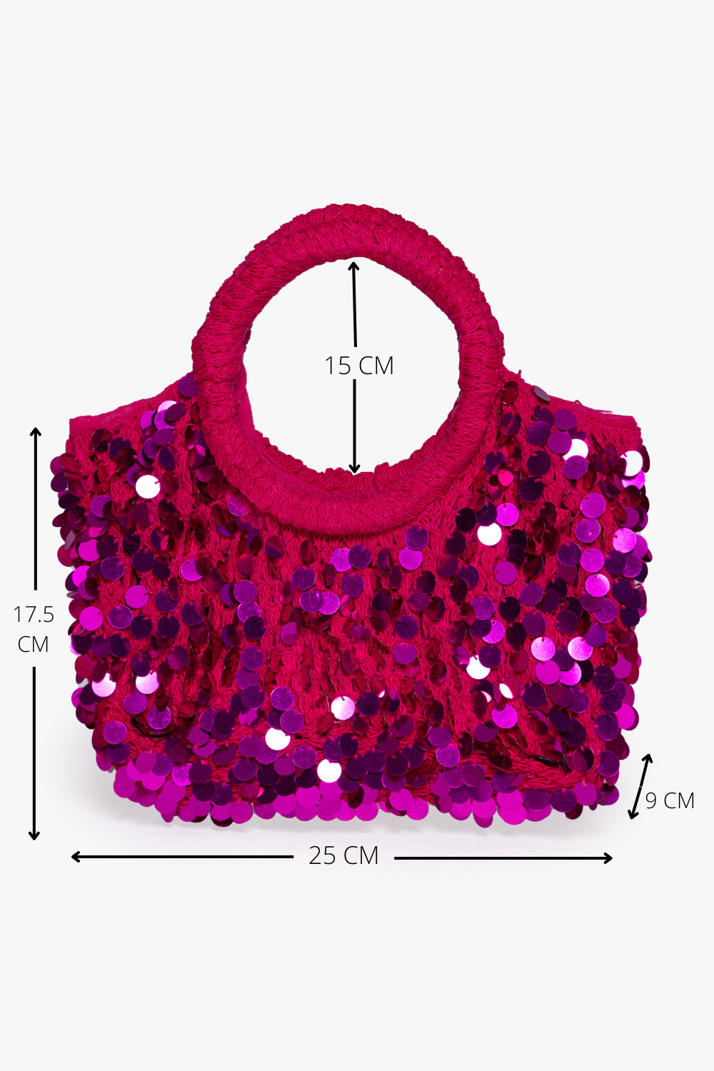 MARLEY BAG CROCHET BIG SEQUINS FUCHSIA