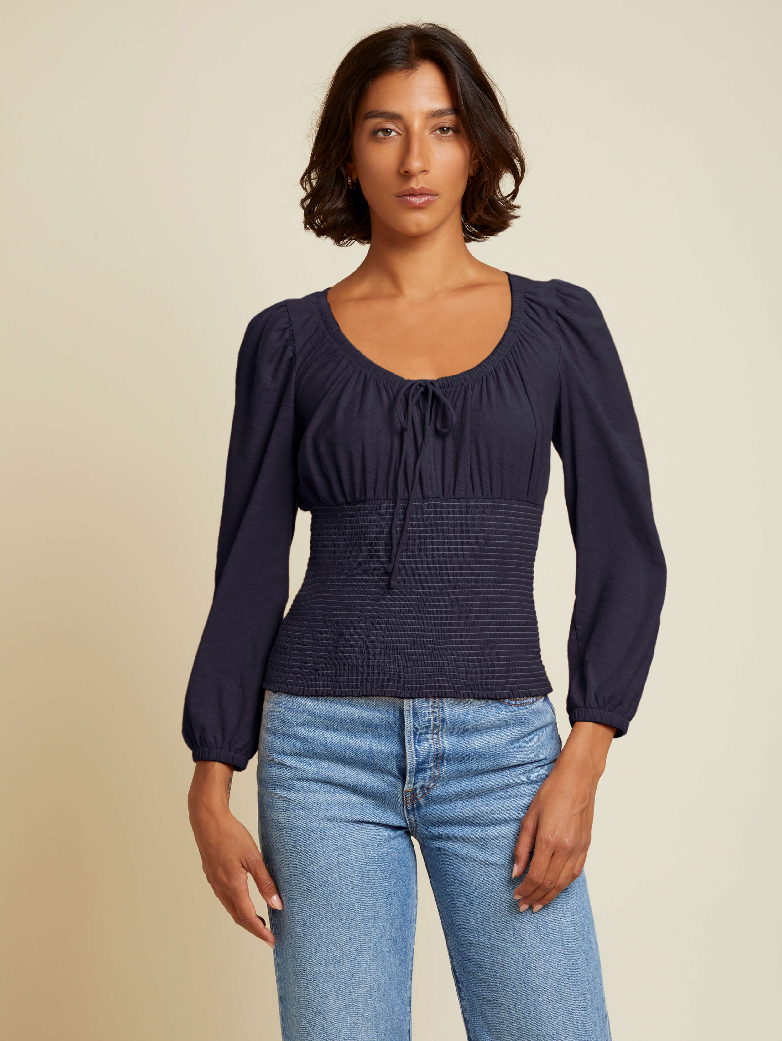 NATION LTD Mavis Ruched Puff Sleeve Tee