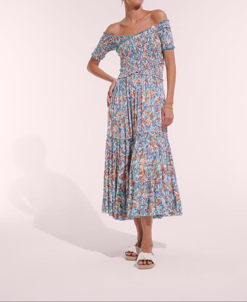 Long Dress Soledad V Ck Aqua Shadow Viscose Crinkle