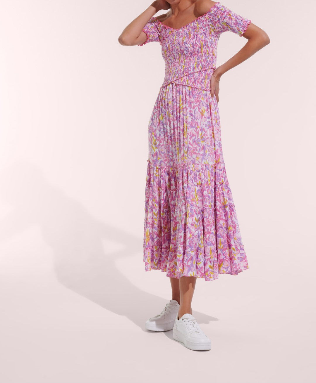 Long Dress Soledad V Pink Shadow Viscose