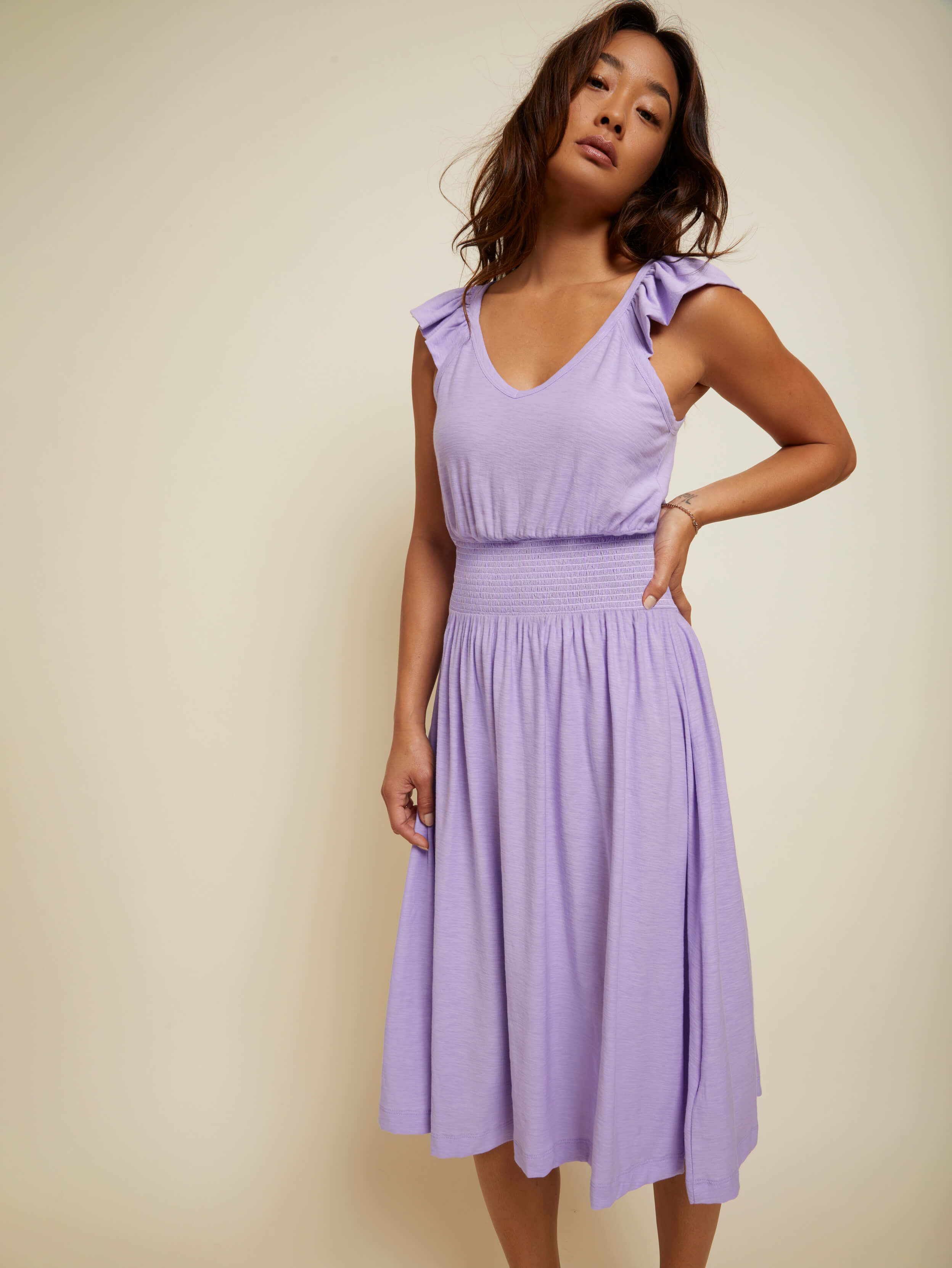 NATION LTD Mina Ruffled Midi Dress