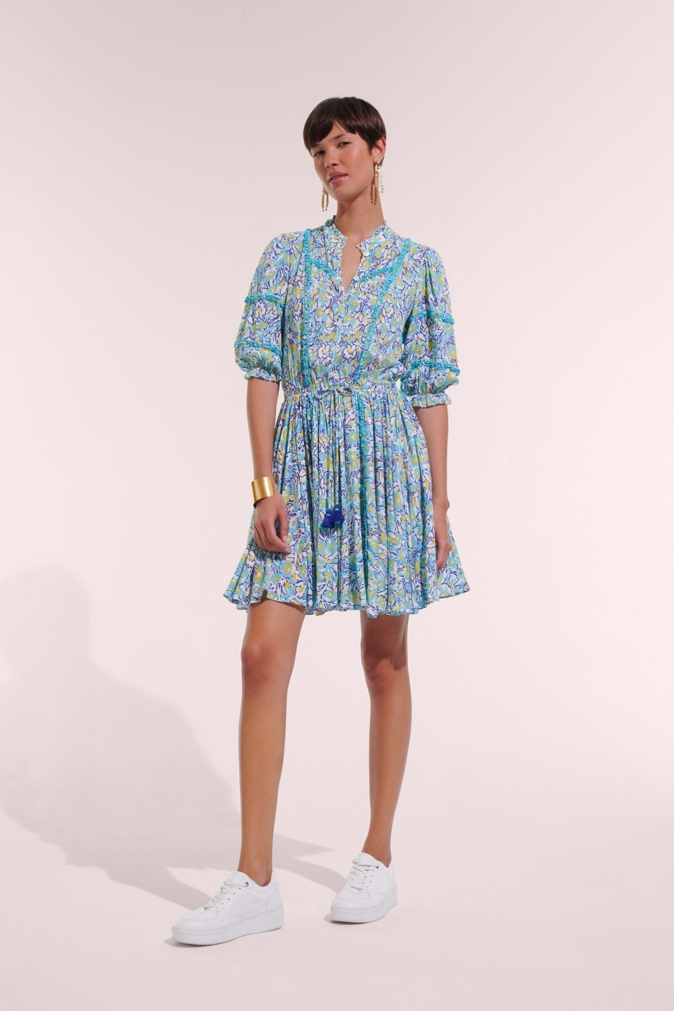 Mini Dress Amanda - Turquoise Graffiti