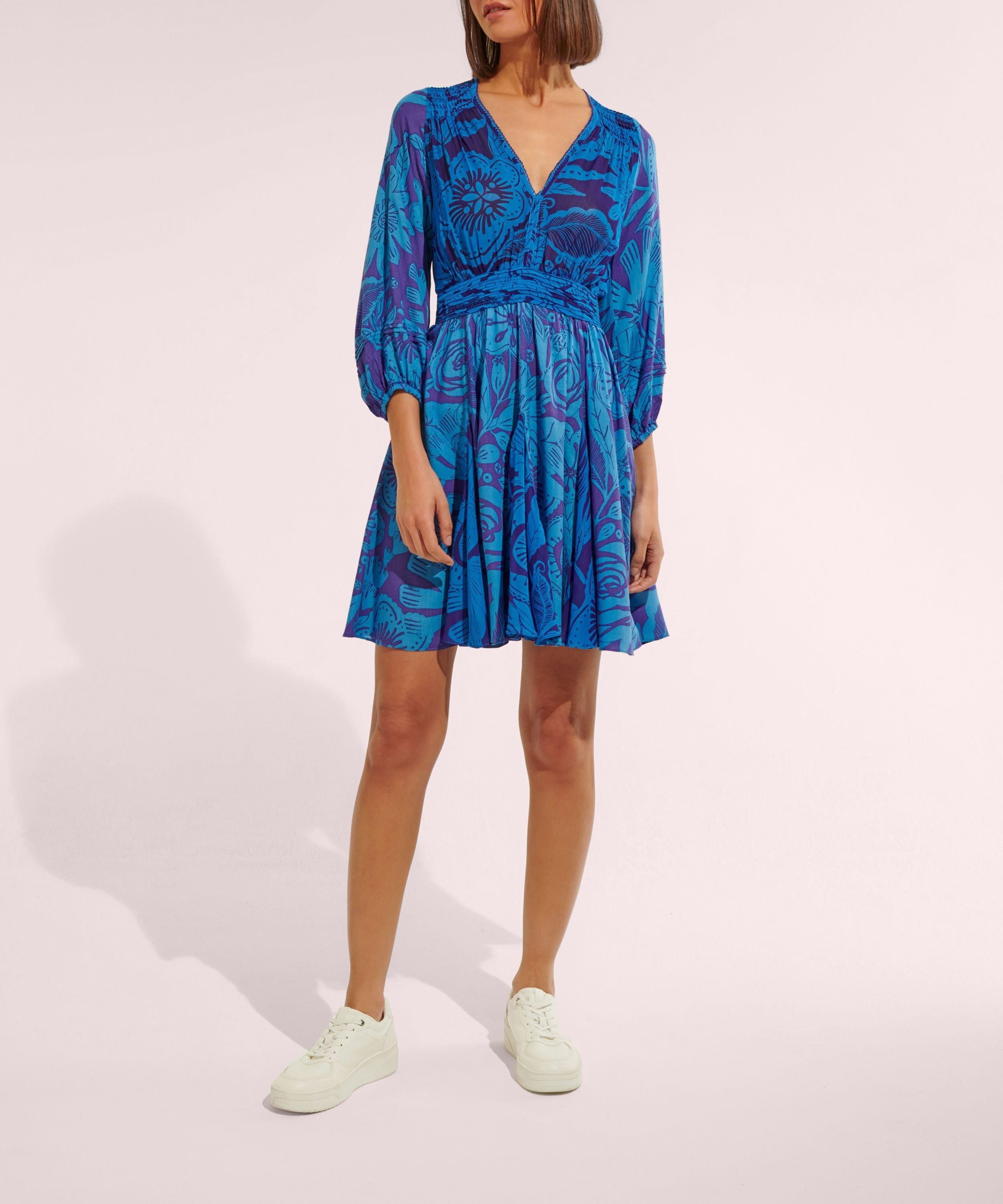 Mini Dress Anabelle - Blue Gauguin